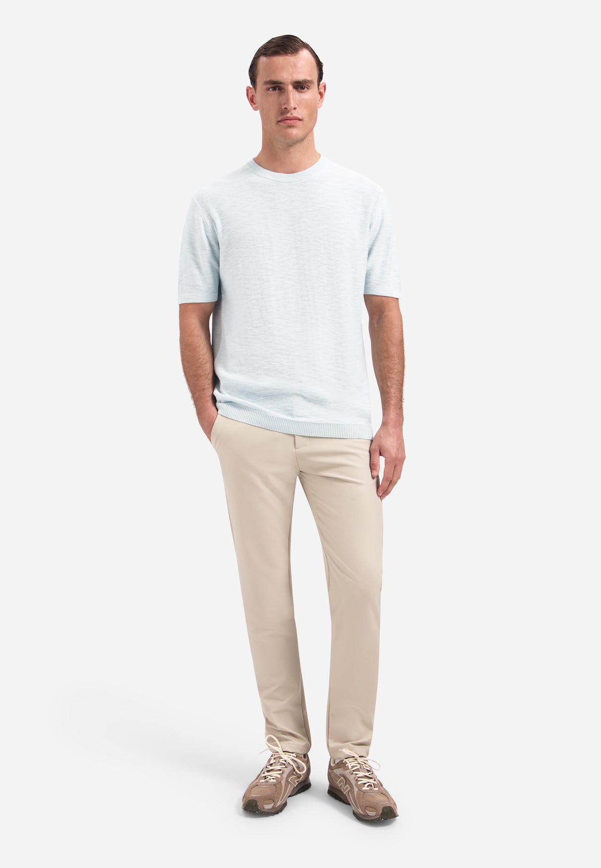 Strick-Slub-T-Shirt | Sky