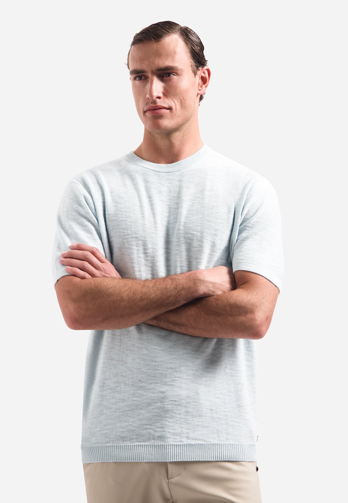 Strick-Slub-T-Shirt | Sky