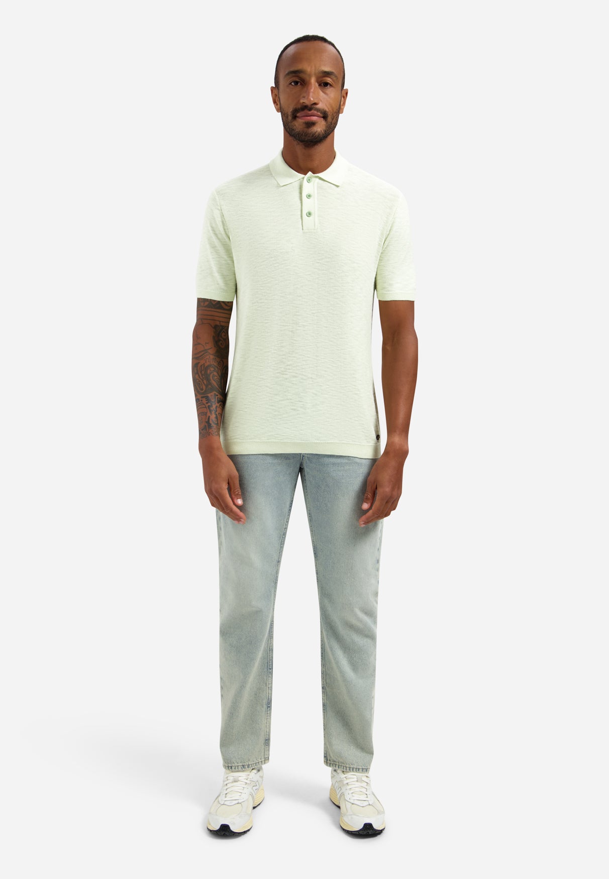 Strick-Slub-Poloshirt mit Knöpfen | Seagreen