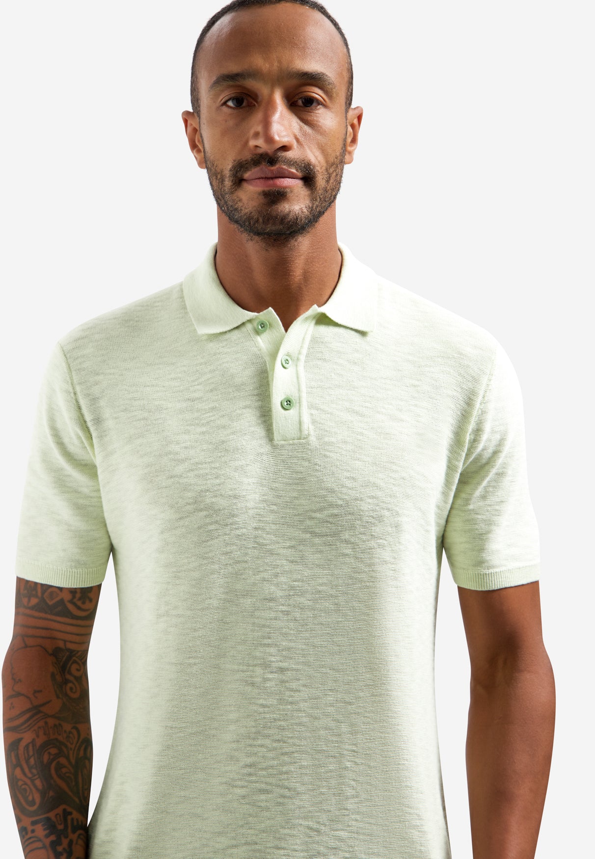 Strick-Slub-Poloshirt mit Knöpfen | Seagreen