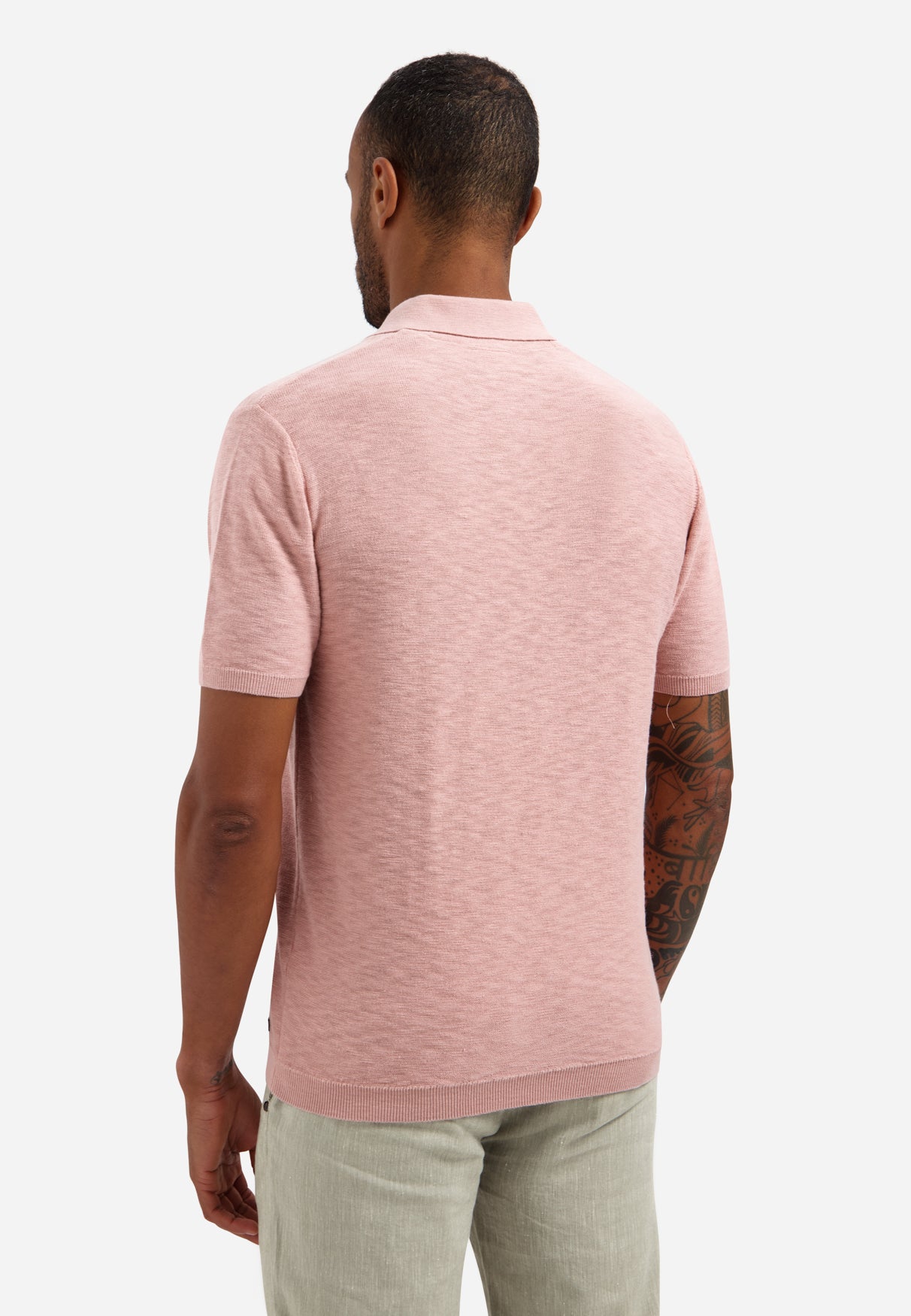 Strick-Slub-Poloshirt mit Knöpfen | Light Mauve