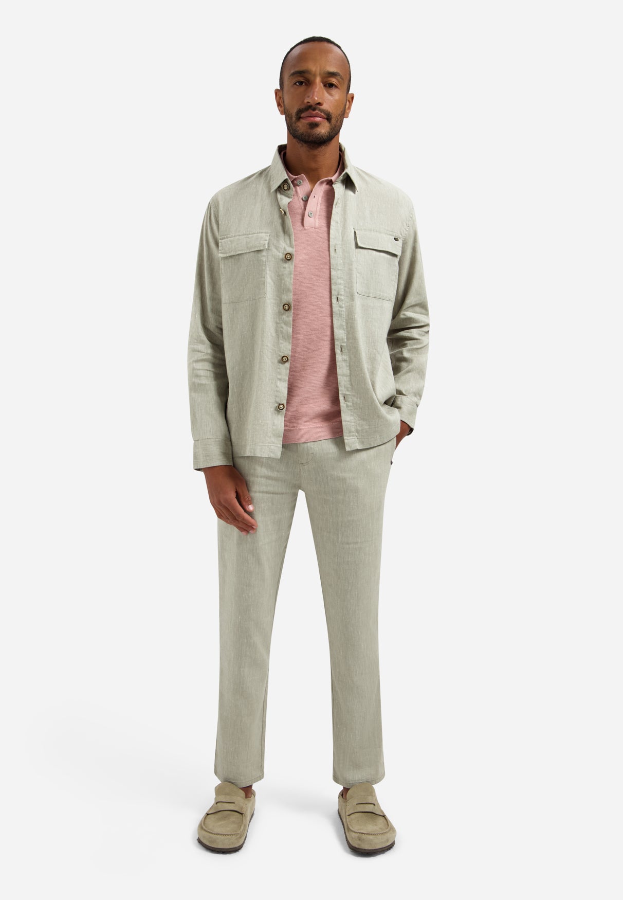 Strick-Slub-Poloshirt mit Knöpfen | Light Mauve