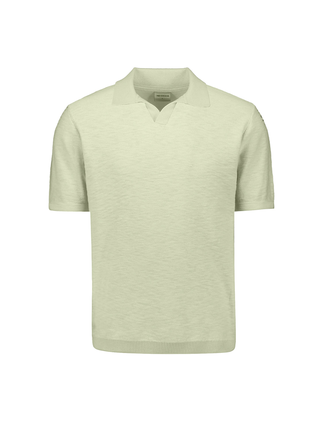 Knitted V-neck polo shirt | Seagreen