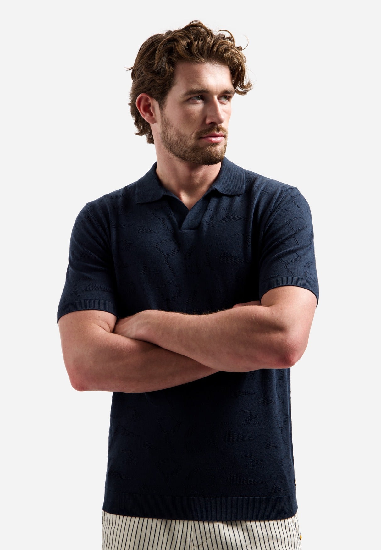 Knitted jacquard polo shirt | Night