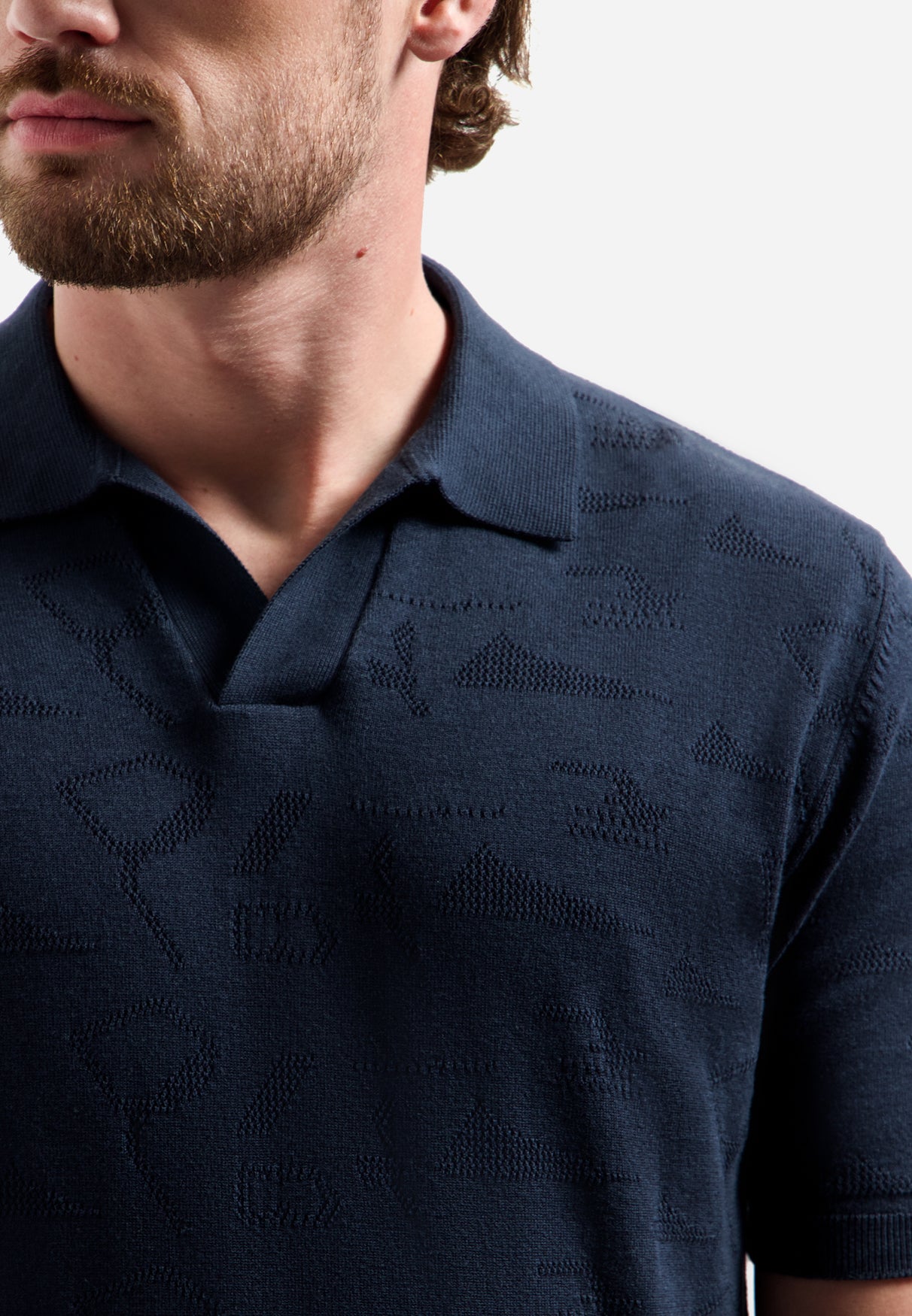 Knitted jacquard polo shirt | Night