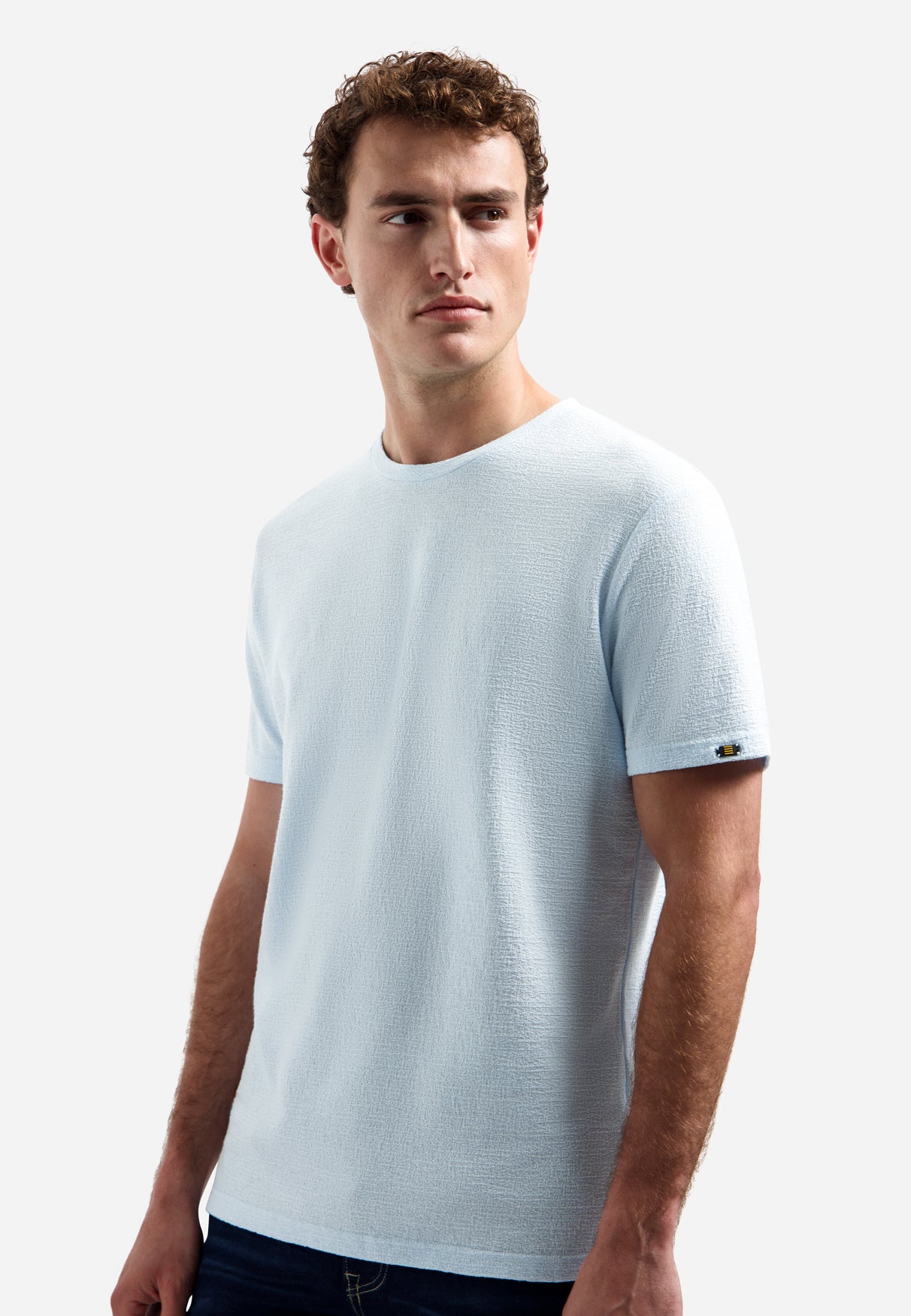 Plain T-shirt with a round neck | Sky