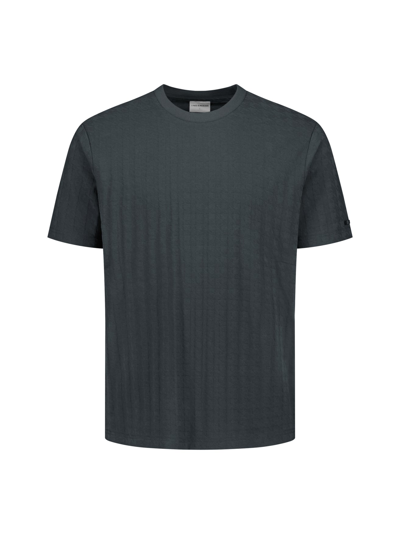 Plain T-shirt with relief texture | Dark Steel