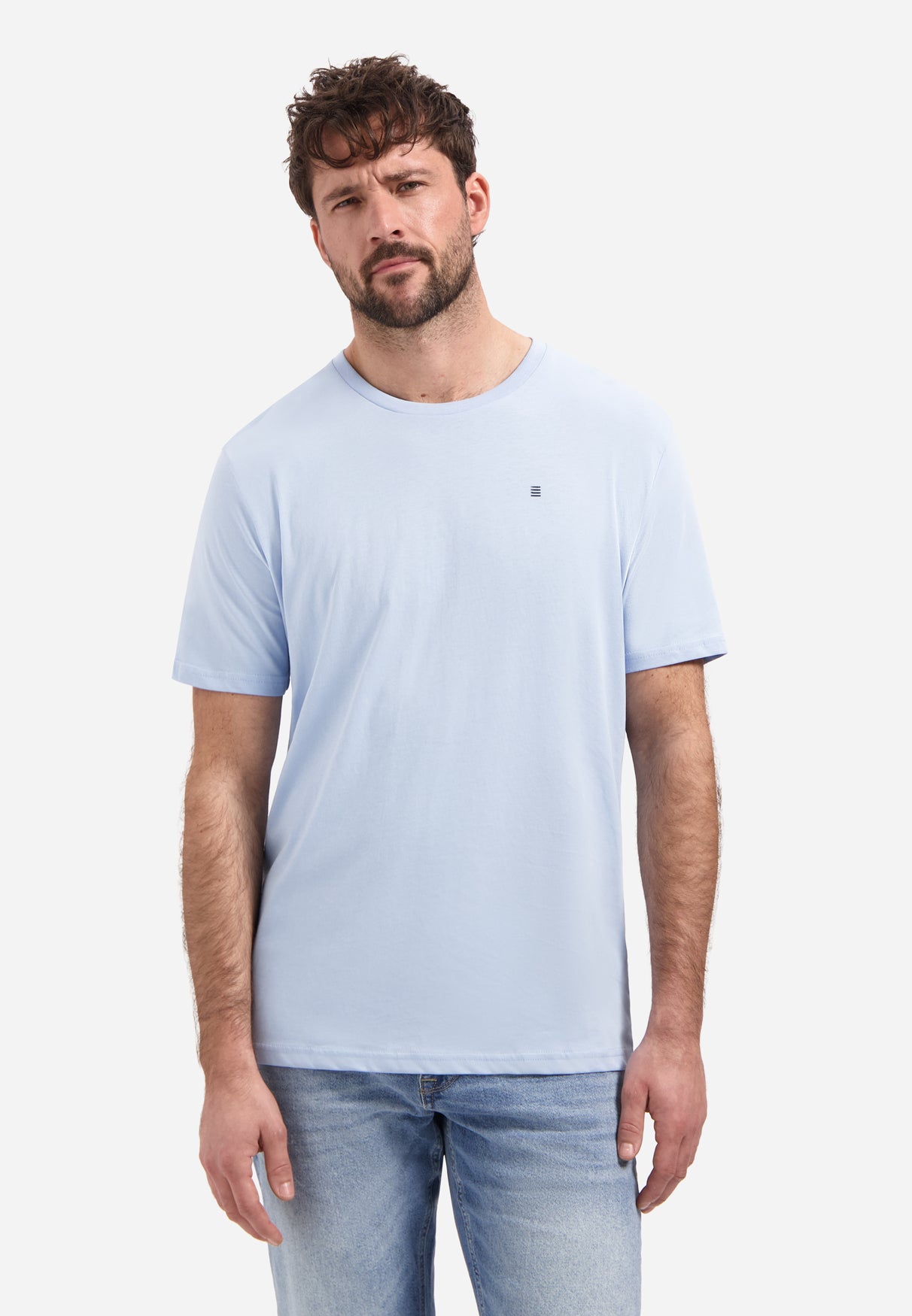Einfarbiges Basic-T-Shirt mit Rundhalsausschnitt | Blue