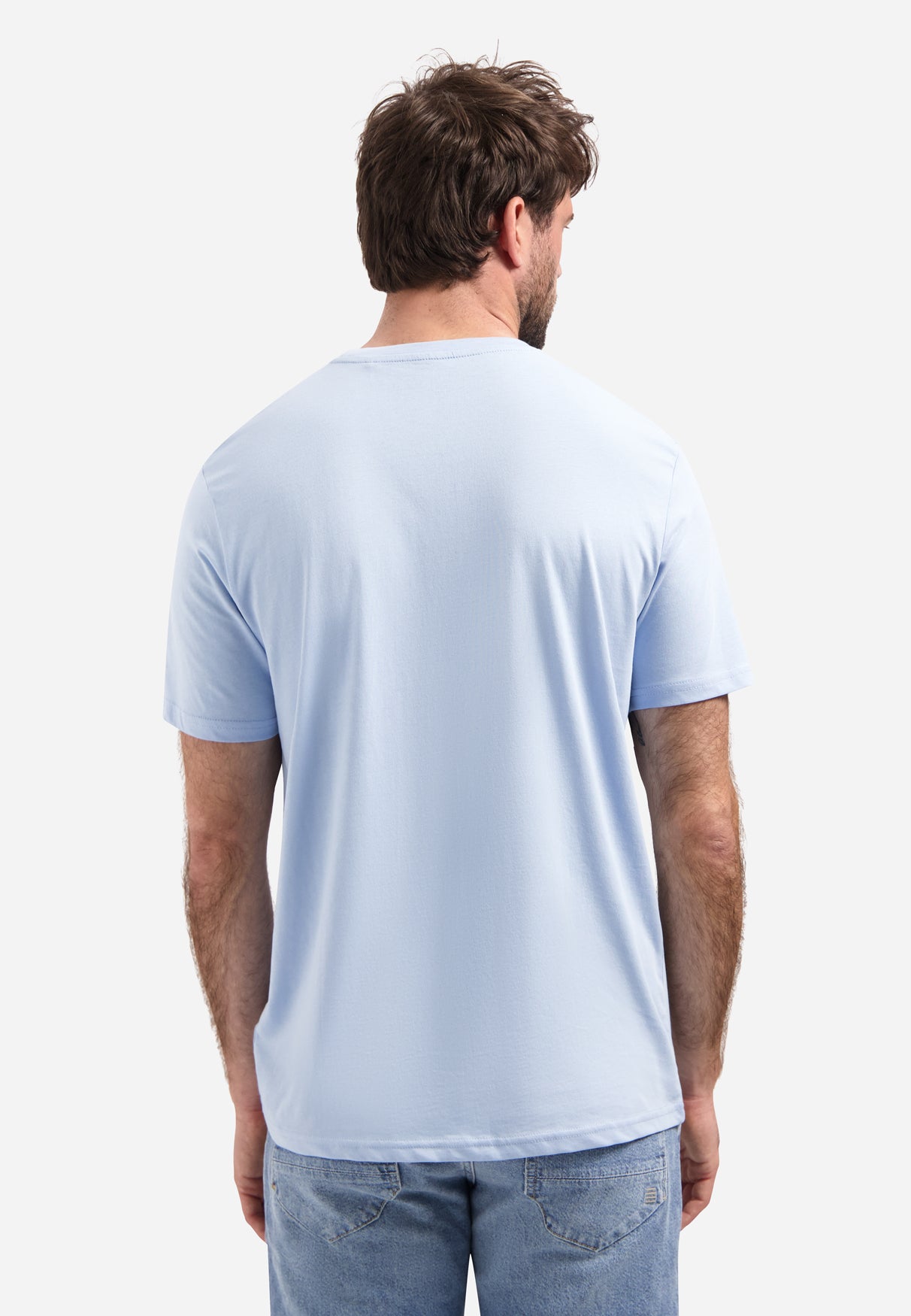 Einfarbiges Basic-T-Shirt mit Rundhalsausschnitt. | Blue