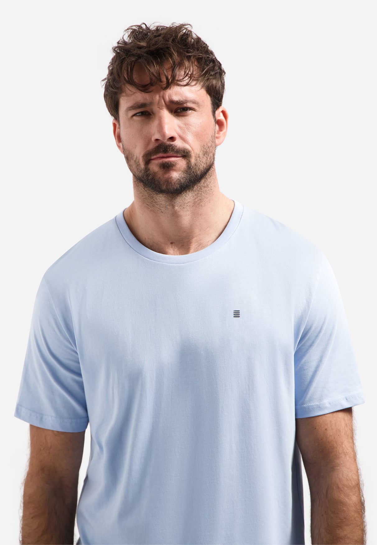 Einfarbiges Basic-T-Shirt mit Rundhalsausschnitt. | Blue