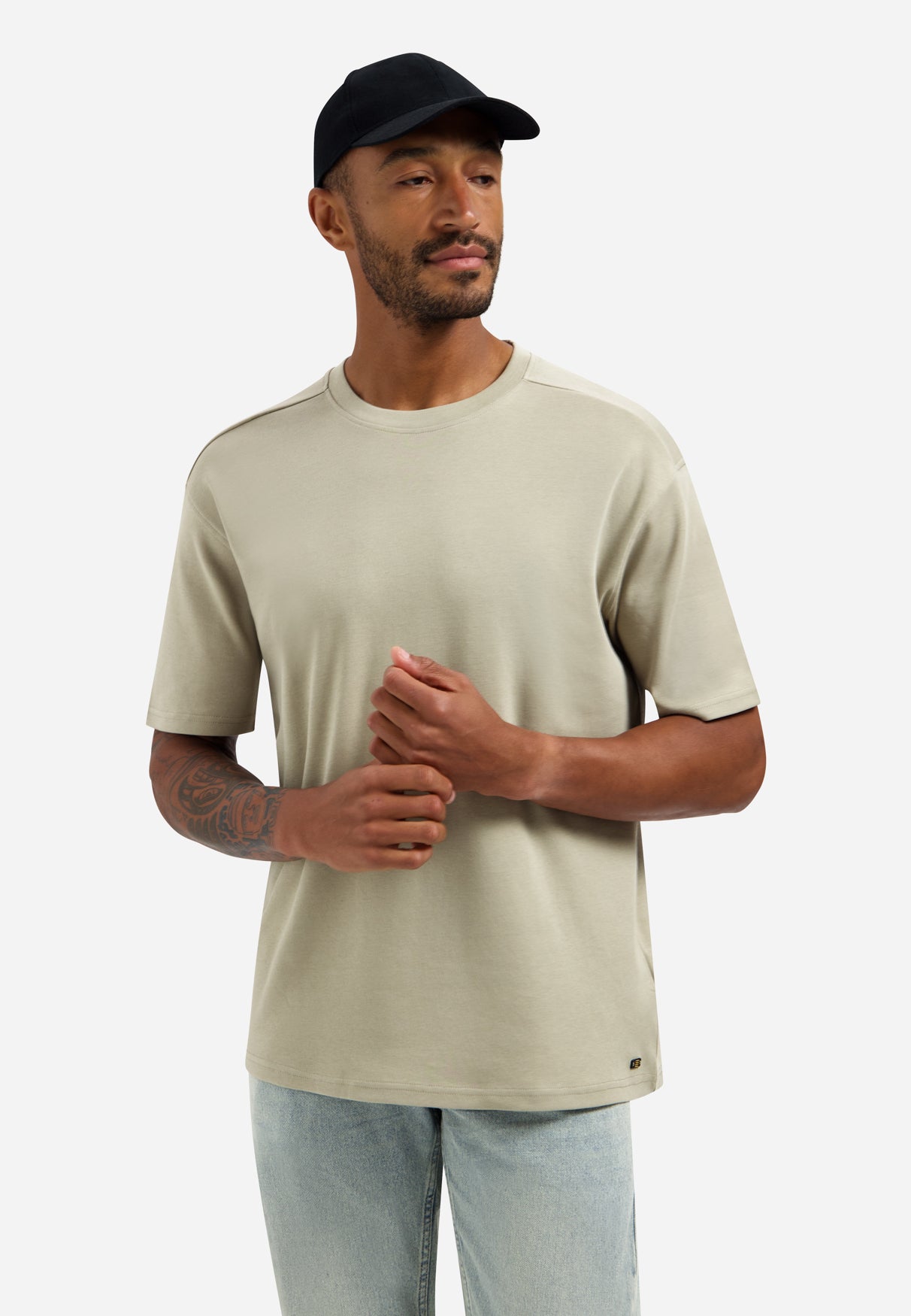 Interlock-T-Shirt mit Rundhalsausschnitt | Taupe