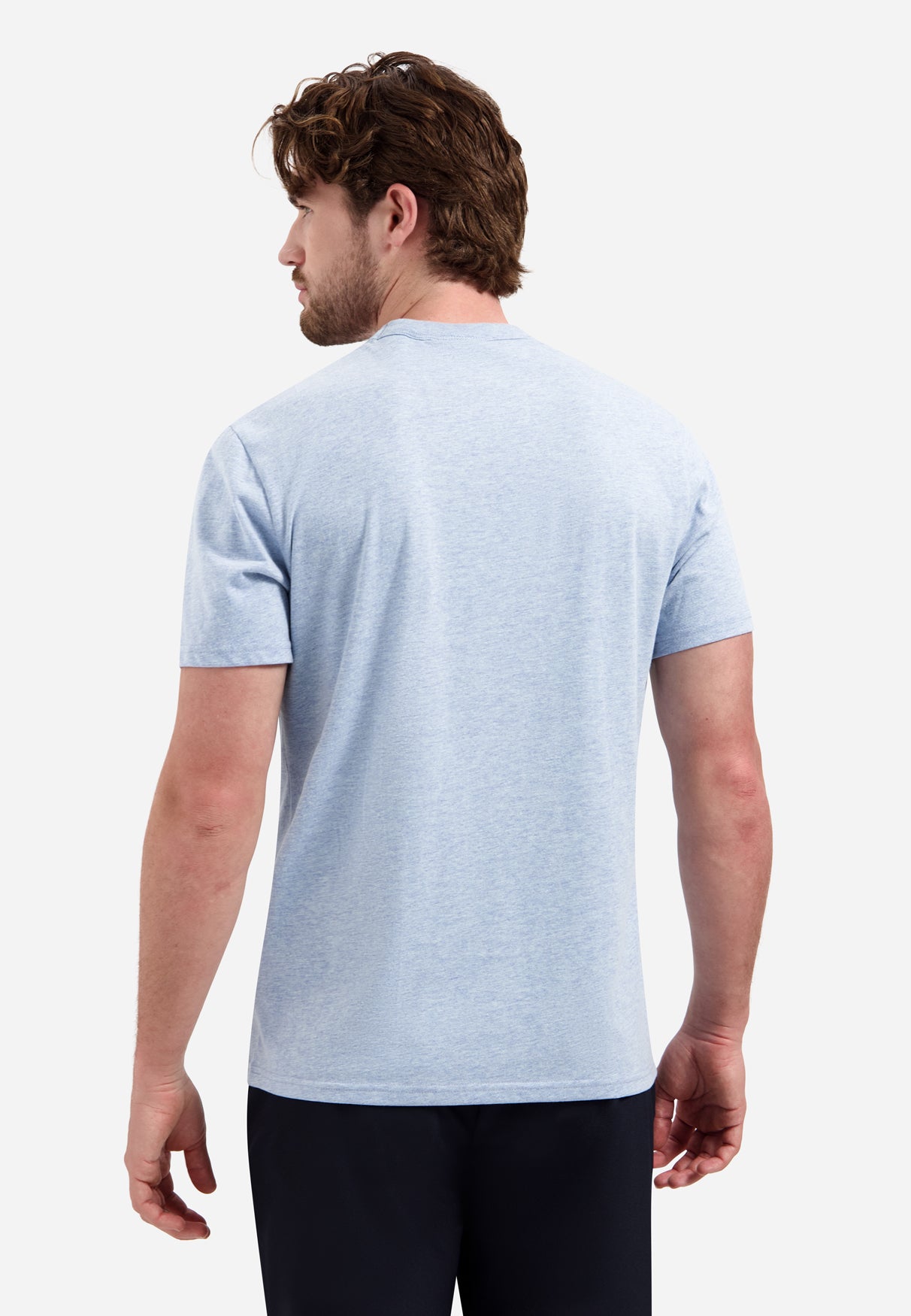 Melange T-shirt with round neck | Blue