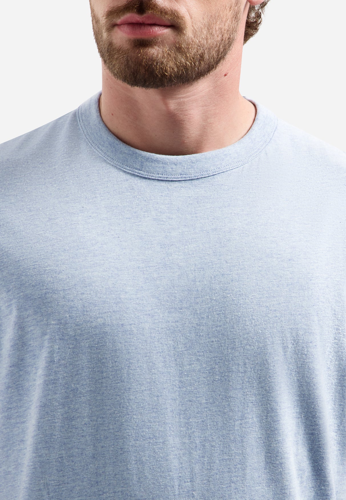 Melange T-shirt with round neck | Blue