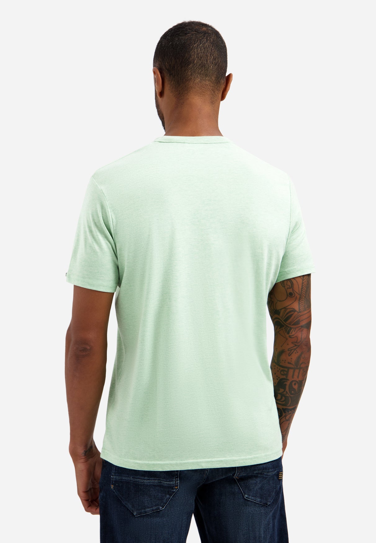 Melange-T-Shirt mit Rundhalsausschnitt. | Green