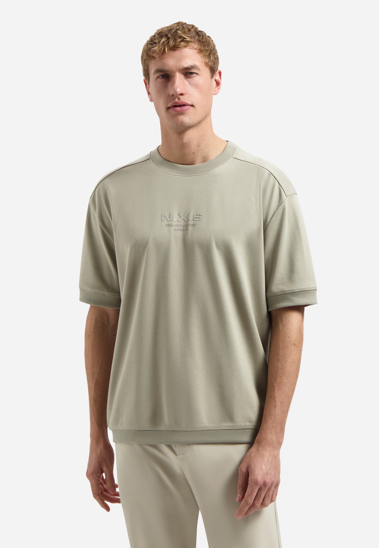 Interlock sweat T-shirt | Taupe