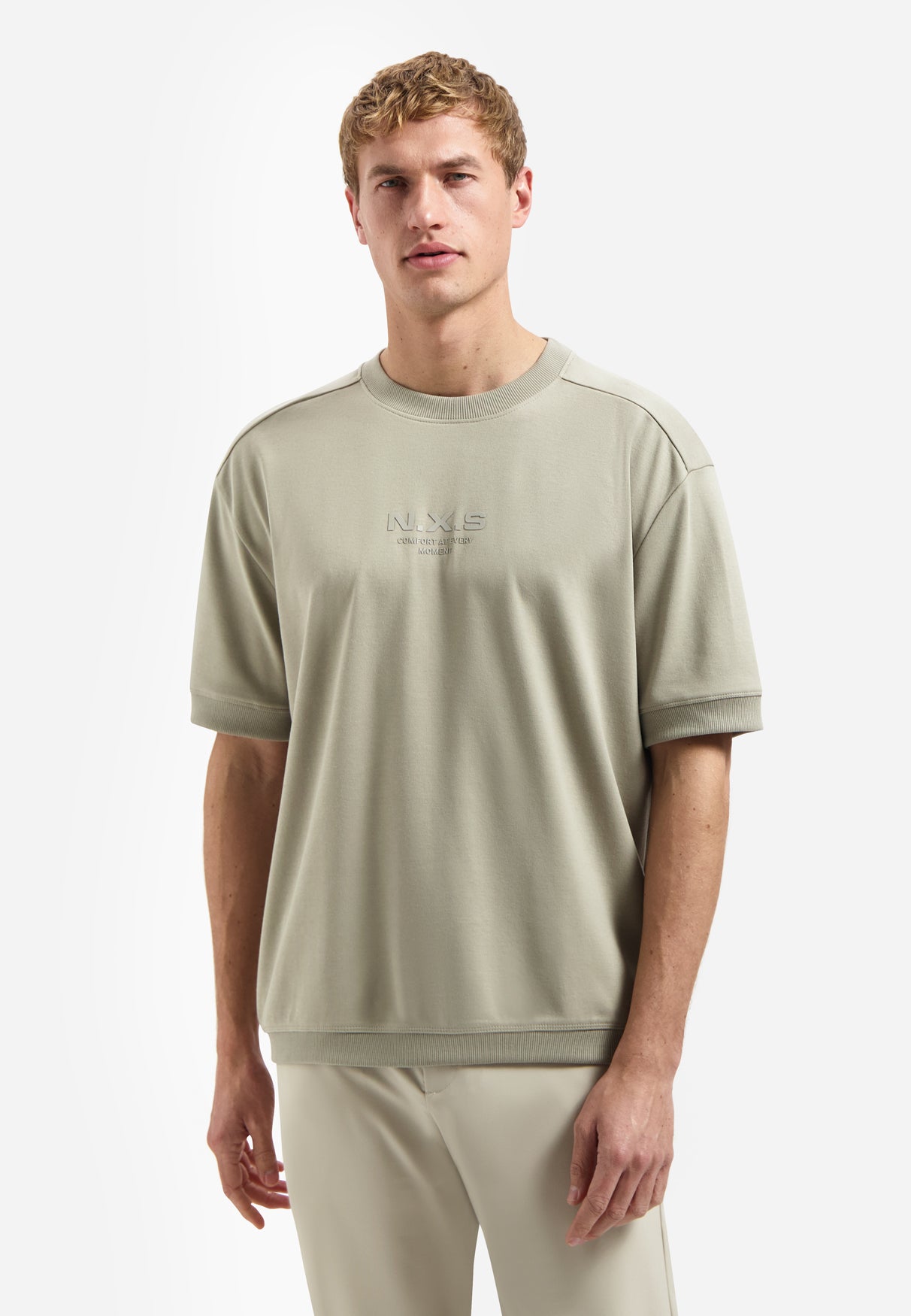 Interlock sweat T-shirt | Taupe