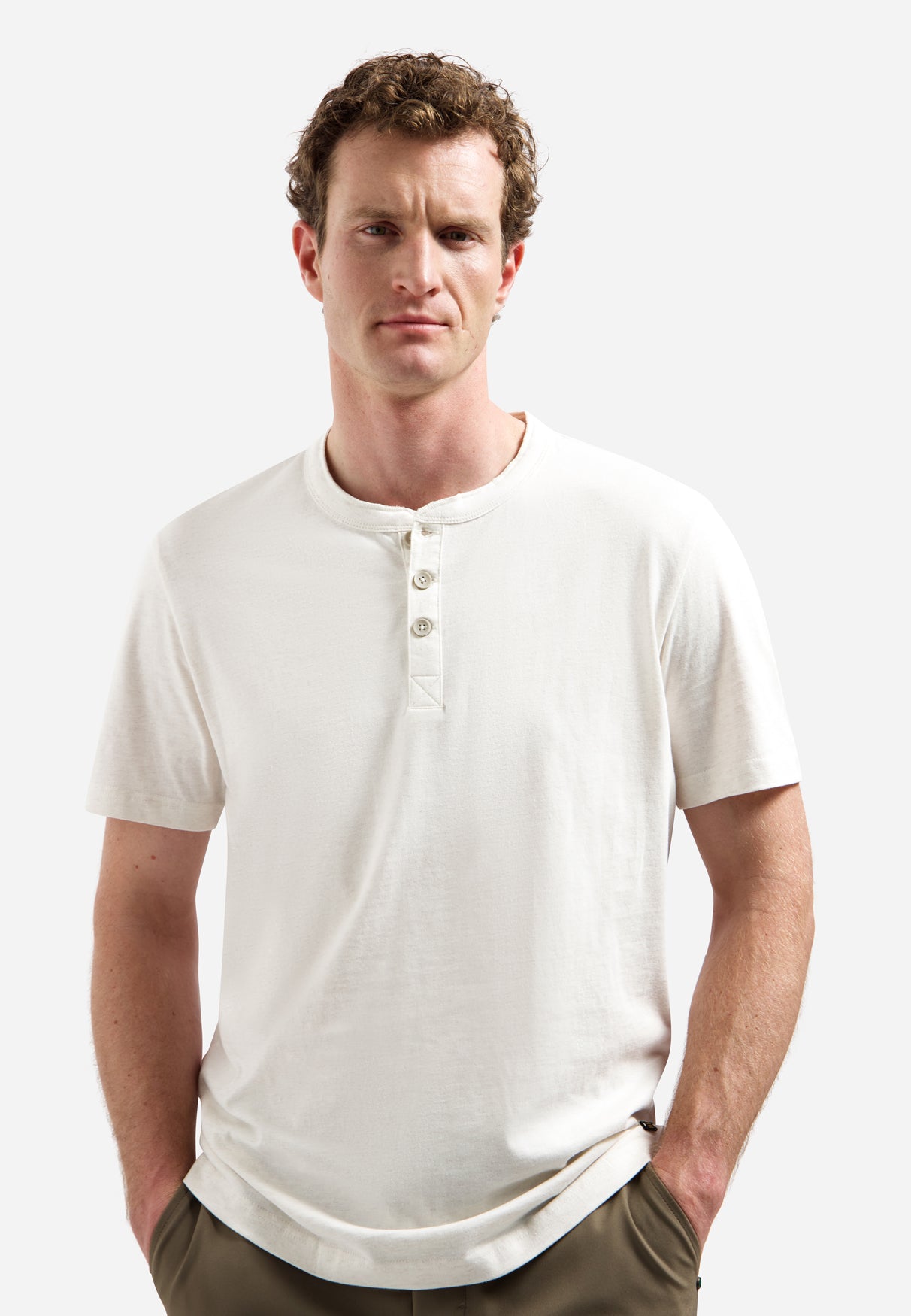 Melange T-shirt with button closure | Kit Melange
