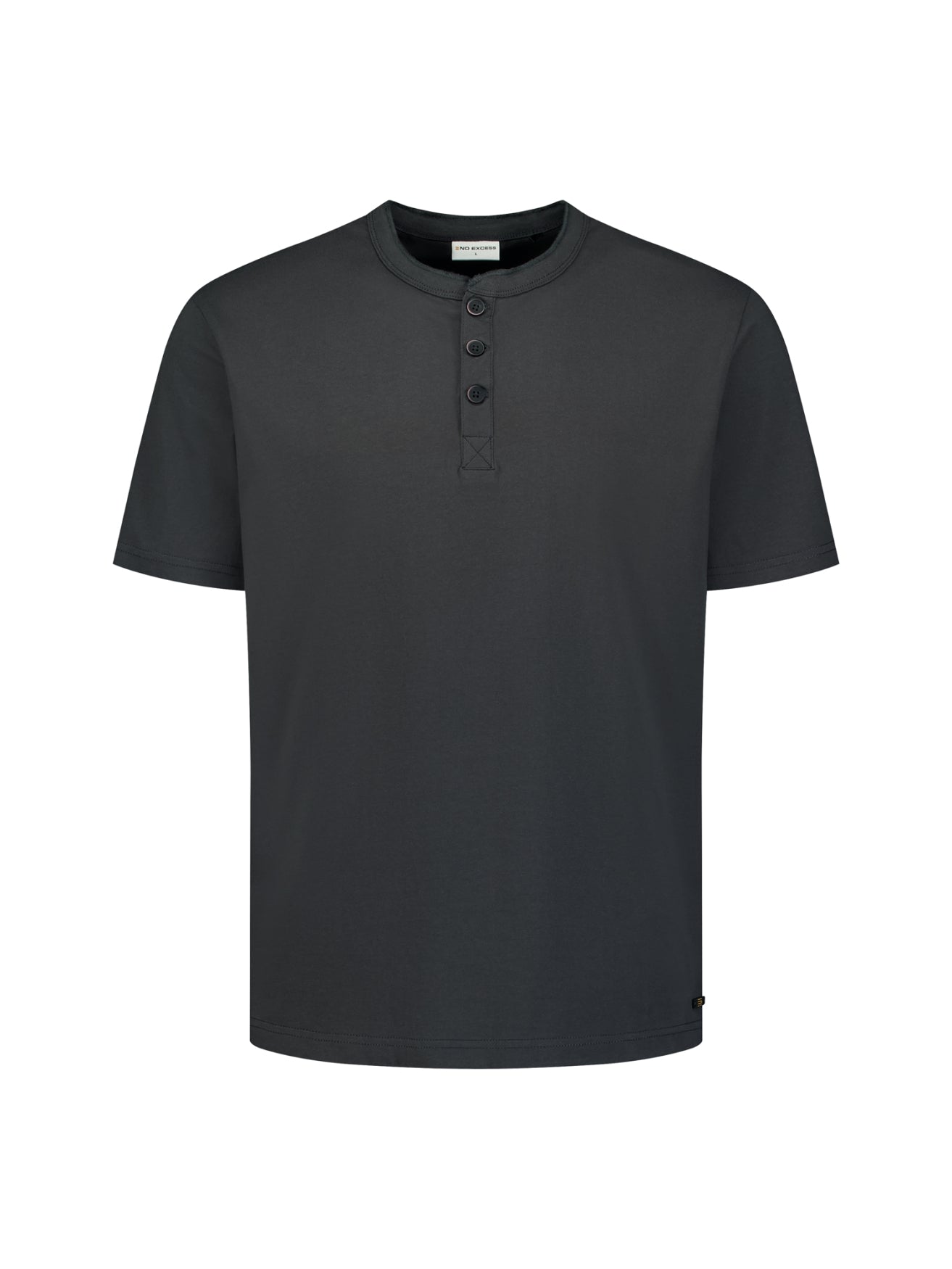 Melange T-shirt with button closure | Dark Steel