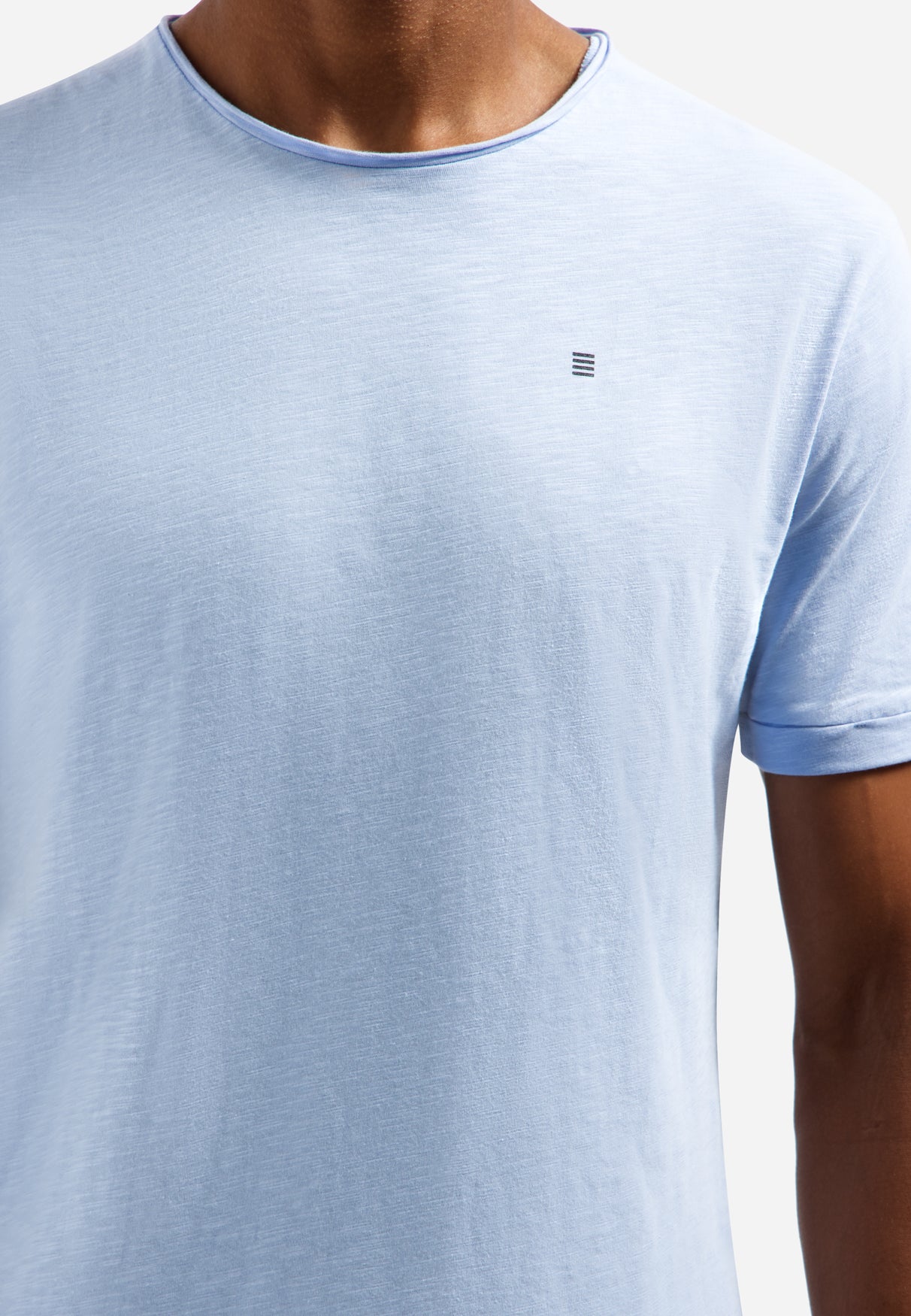 Slub T-shirt with round neck | Blue