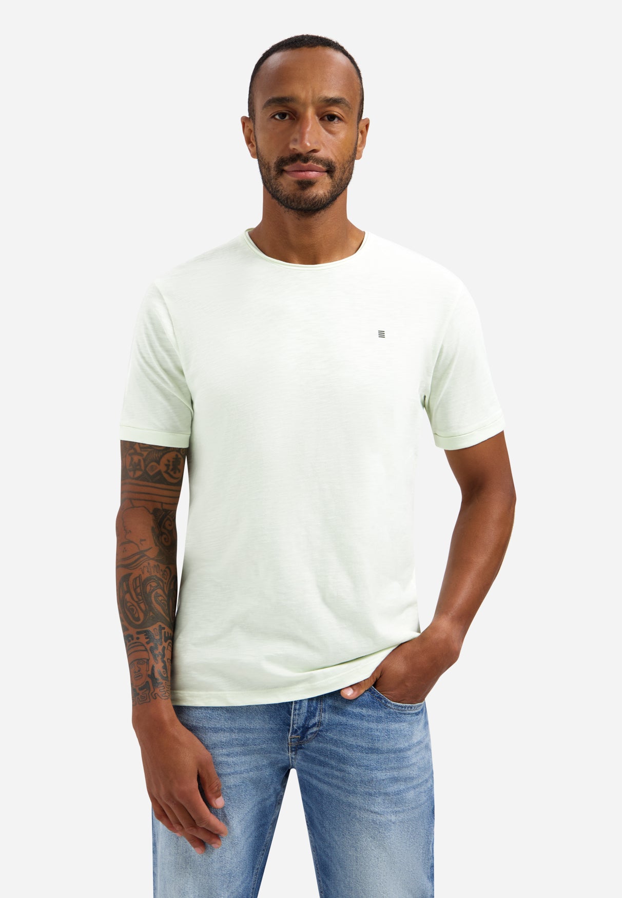 Slub-T-Shirt mit Rundhalsausschnitt | Seagreen