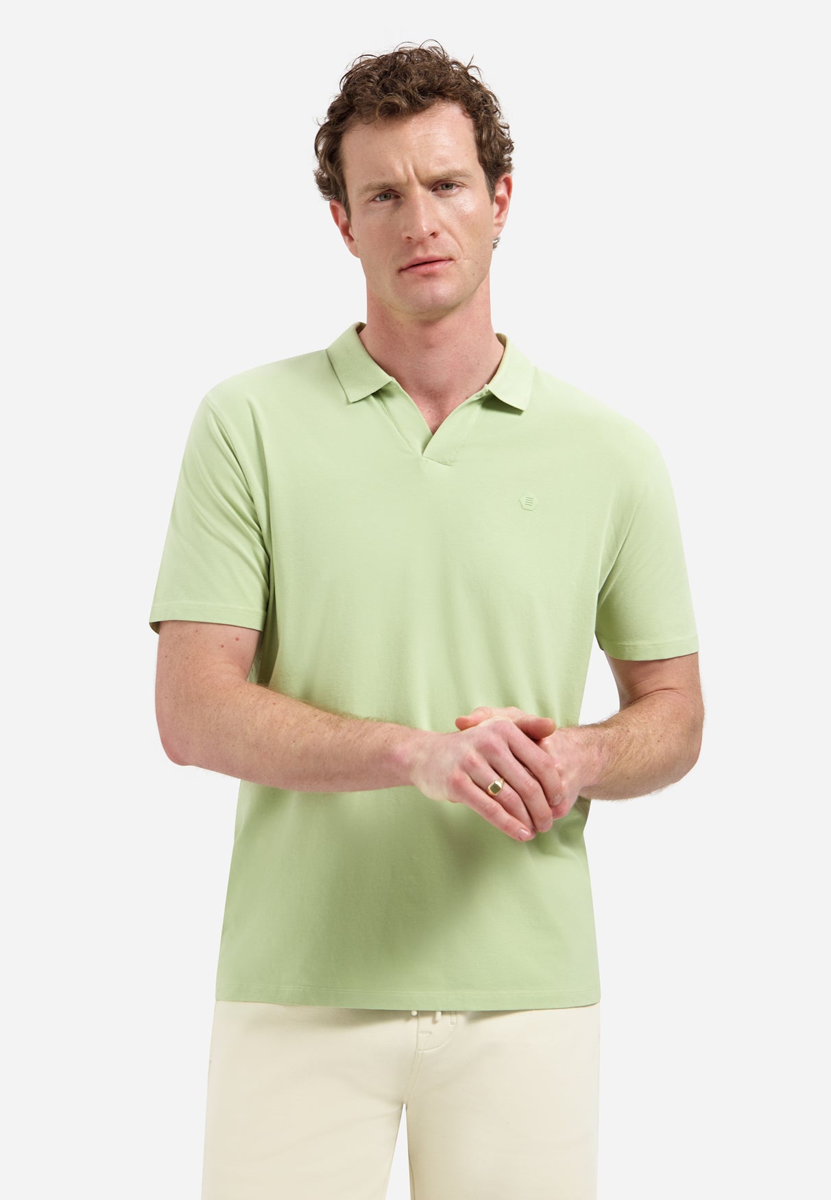 Polo shirt with V-neck | Green