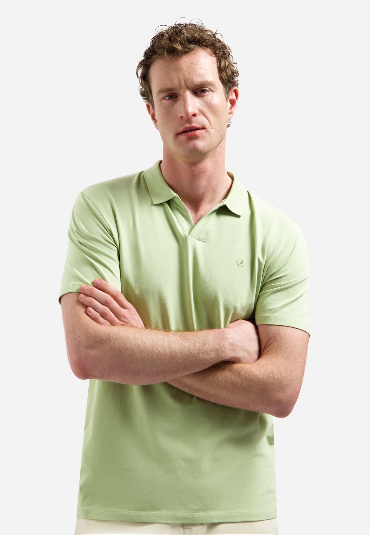 Polo shirt with V-neck | Green