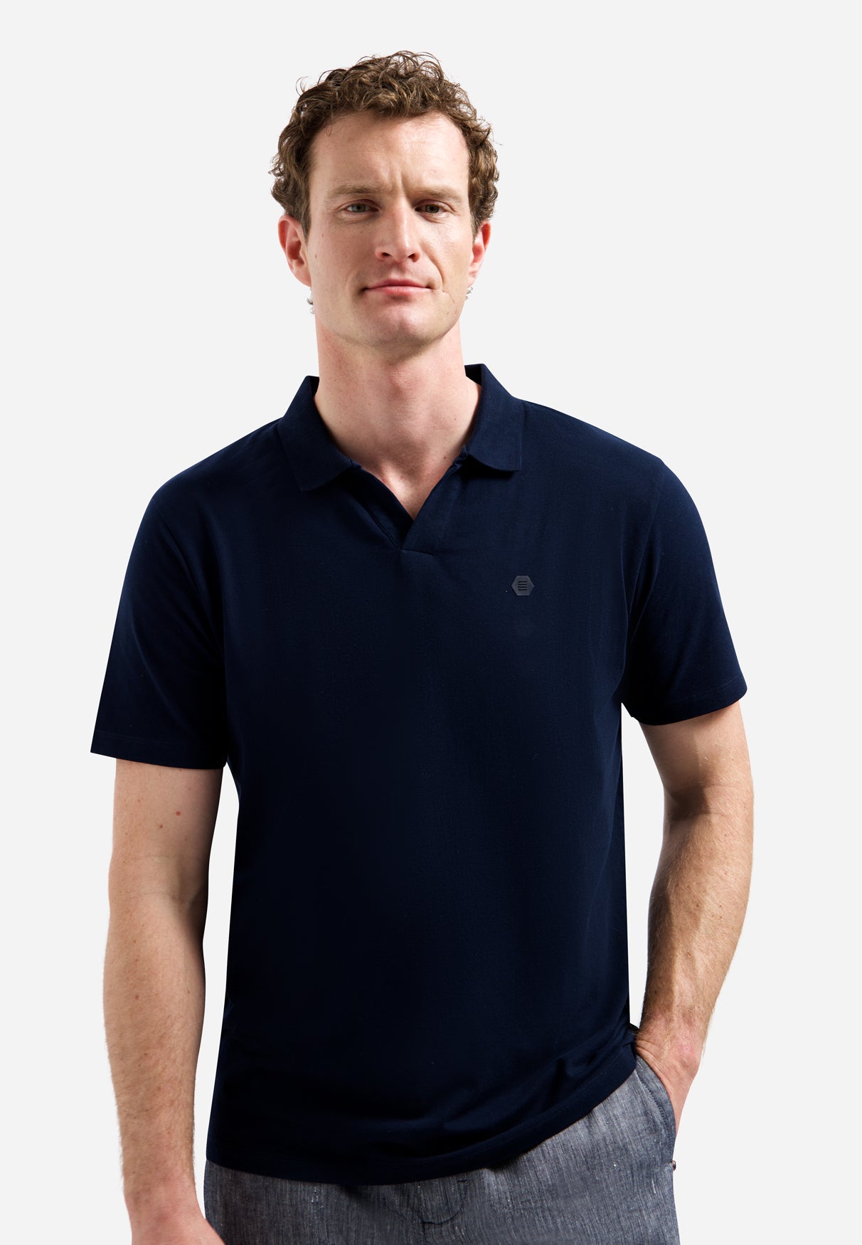 Polo shirt with V-neck | Night