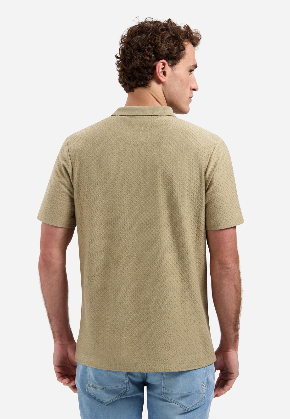 Jacquard-Poloshirt mit Reißverschluss | Taupe