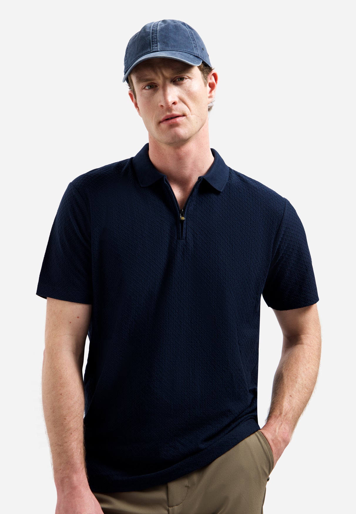 Jacquard-Poloshirt mit Reißverschluss | Night