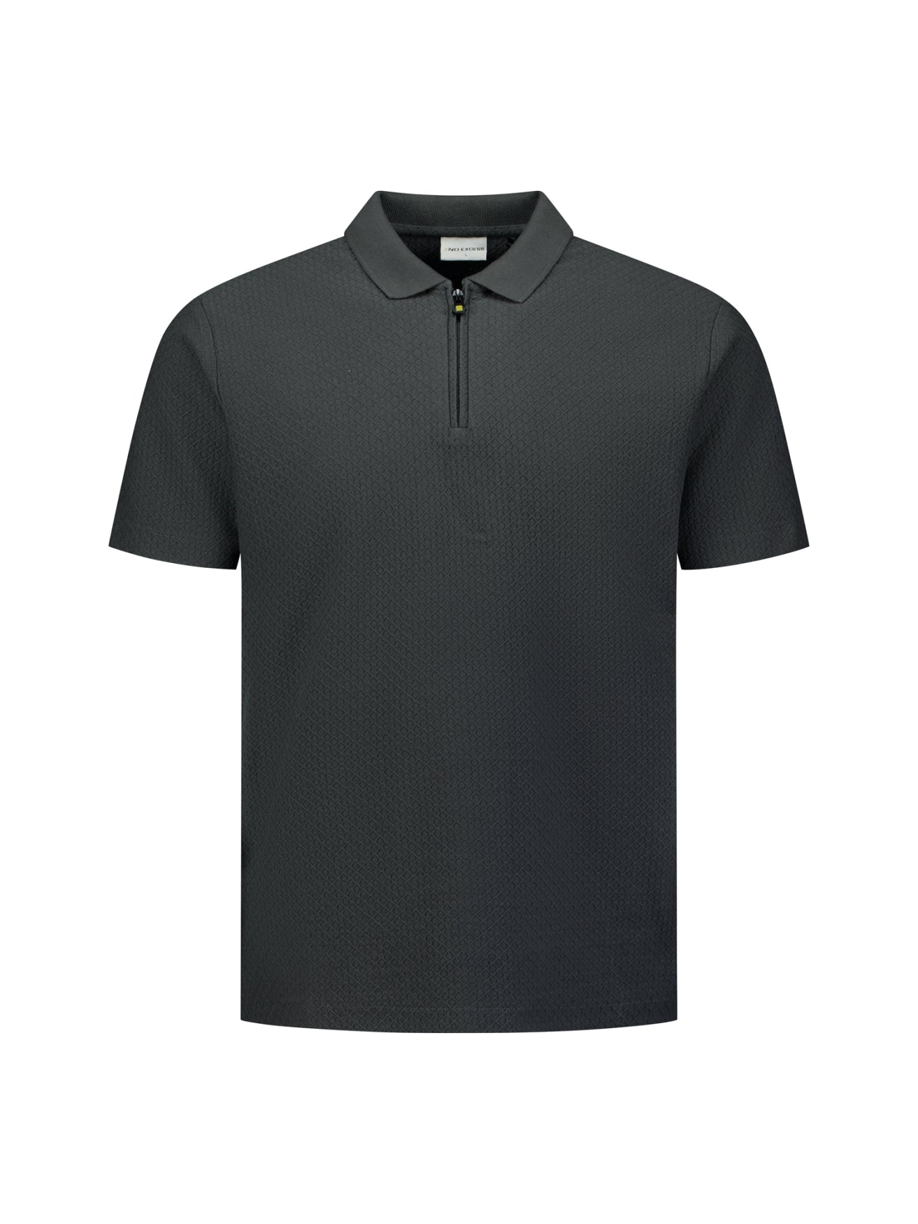 Jacquard polo shirt with a zipper | Dark Steel