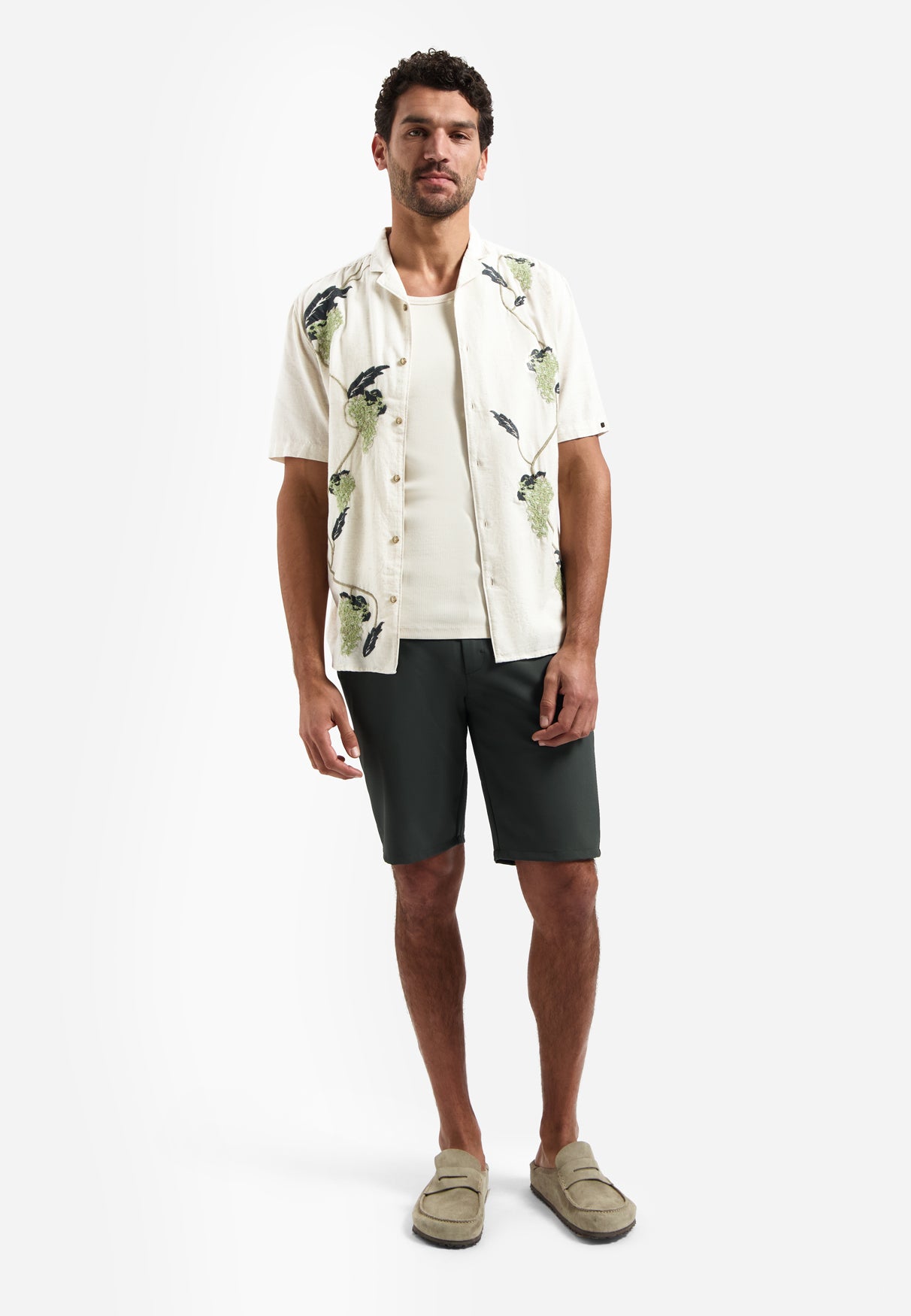 Besticktes Kurzarmhemd | Green