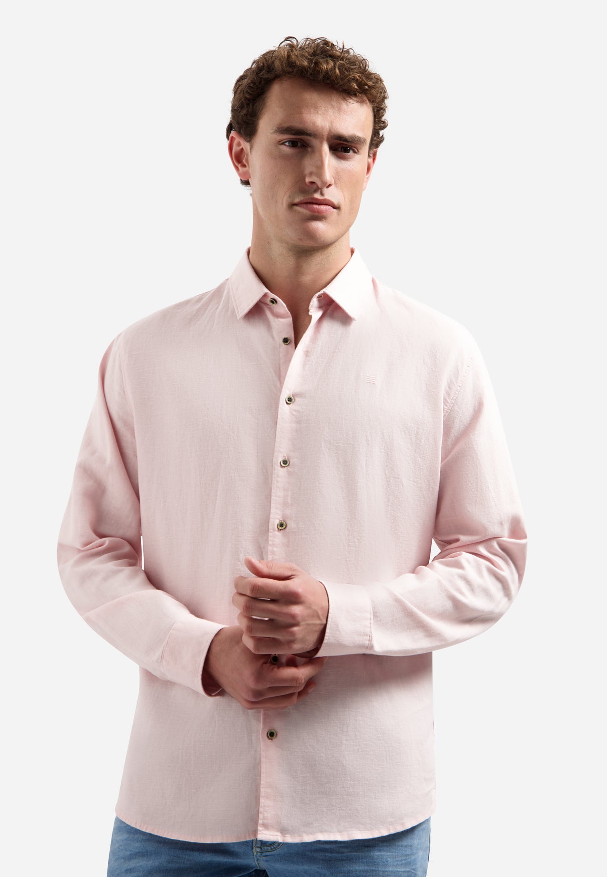 Linen blend shirt | Soft Pink