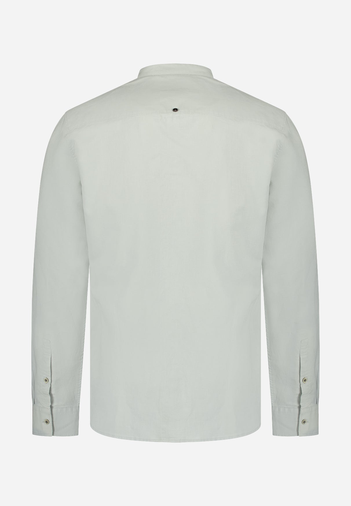 Linen-blend shirt with a stand-up collar | Dusty Green