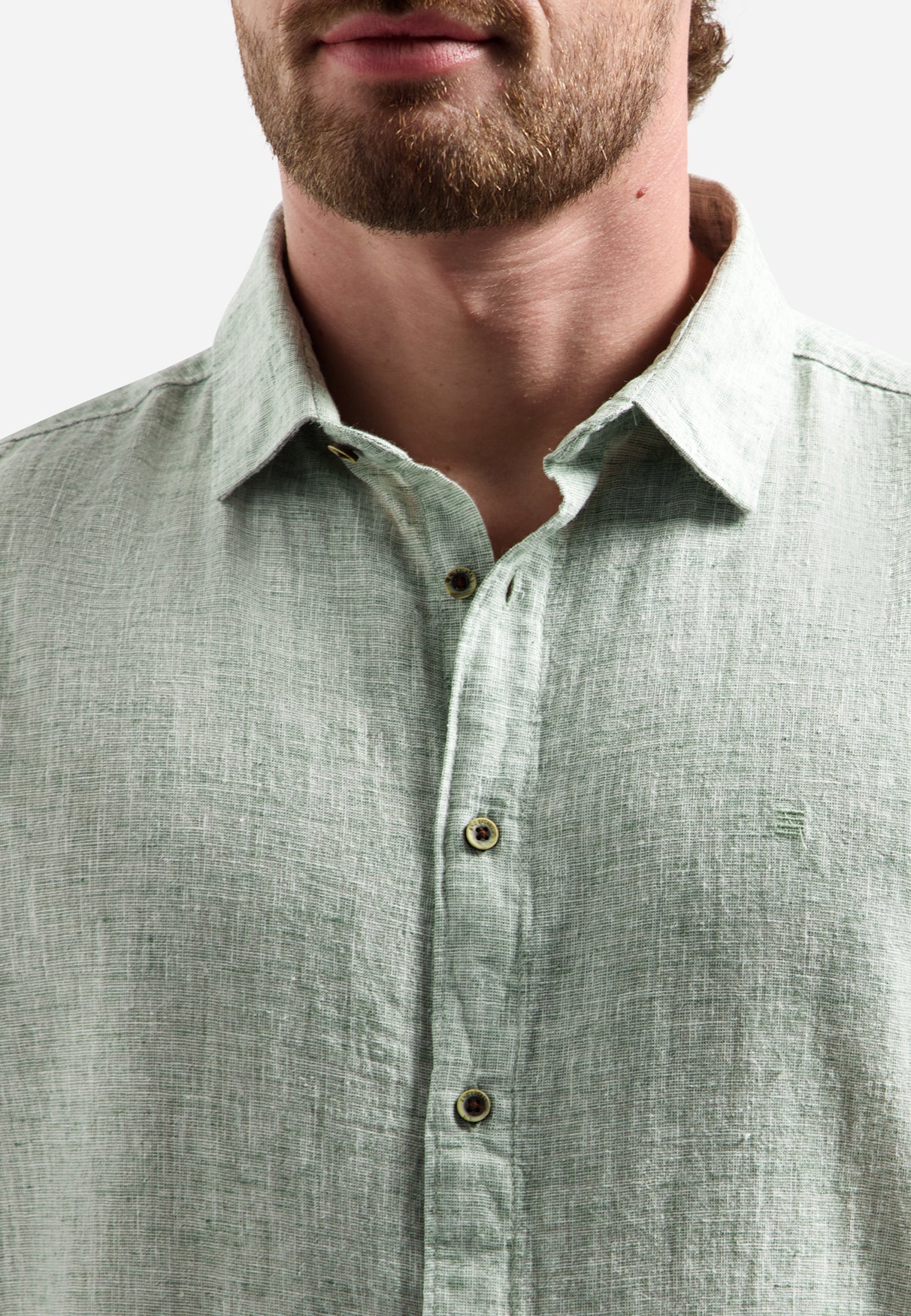 Two-tone linen blend shirt | Green