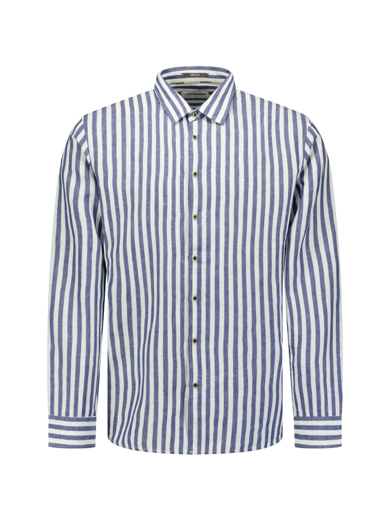 Hemd aus Leinenmischung mit breiten Streifen | Indigo Blue