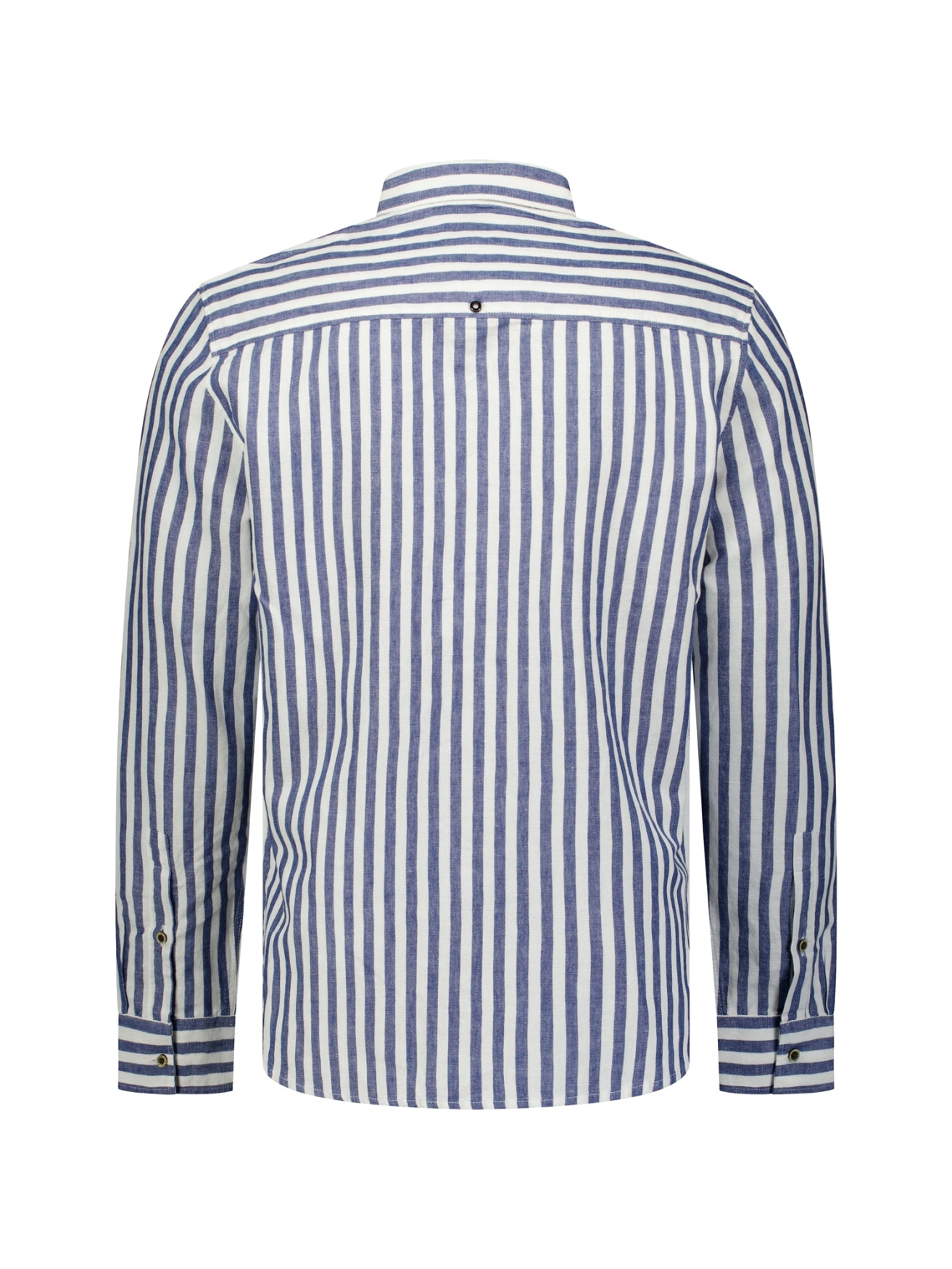 Hemd aus Leinenmischung mit breiten Streifen | Indigo Blue