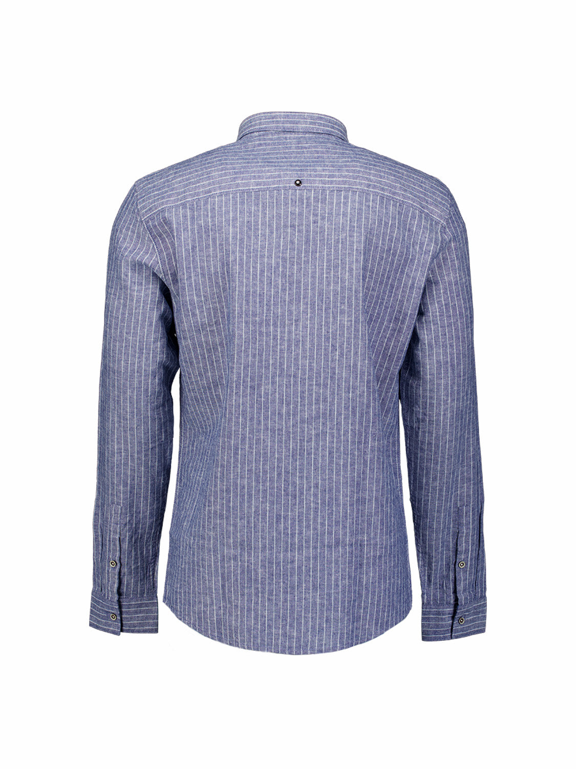 Hemd aus Leinenmischung mit feinen Streifen | Indigo Blue