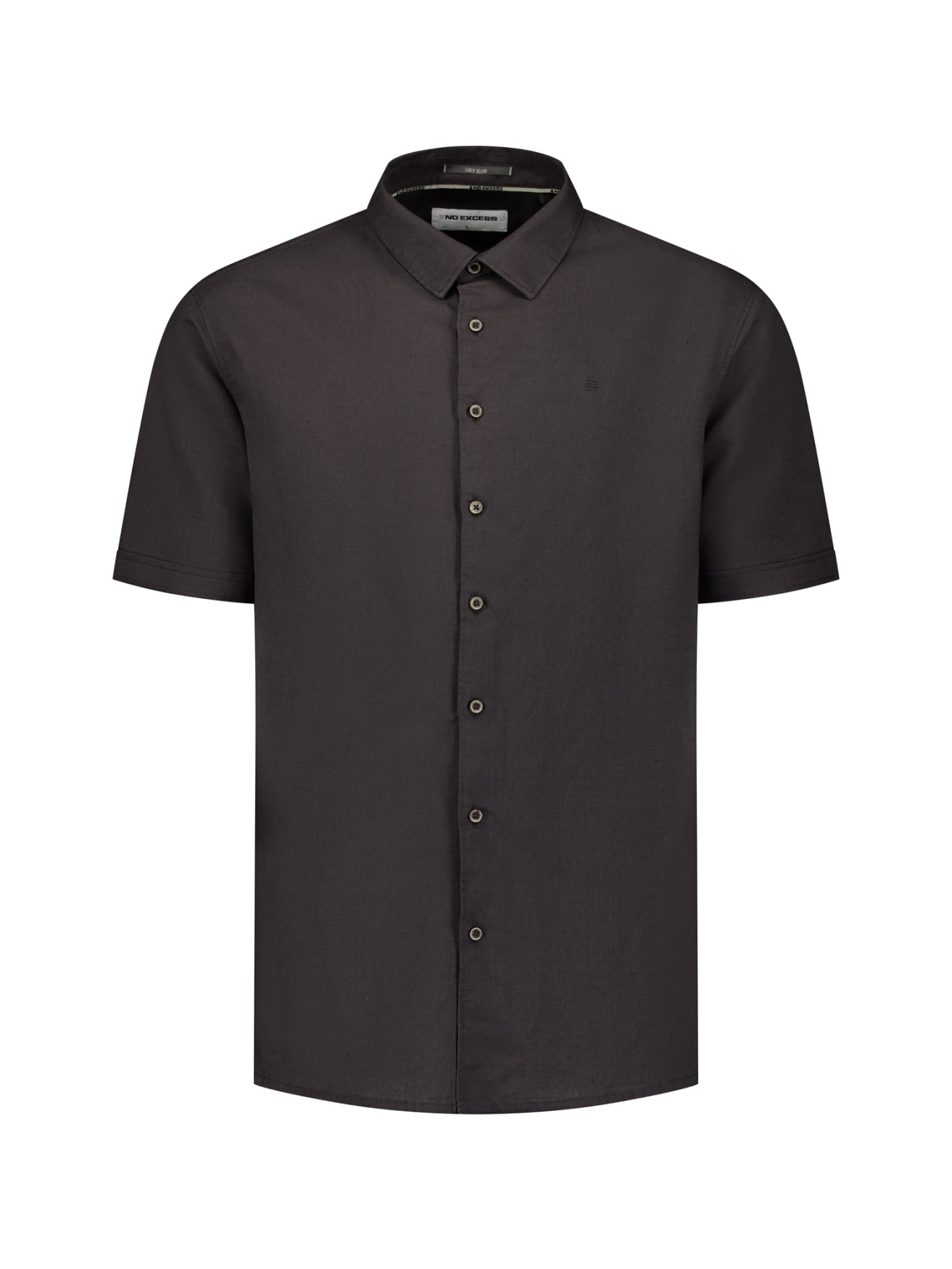 Short-sleeved linen blend shirt | Dark Steel