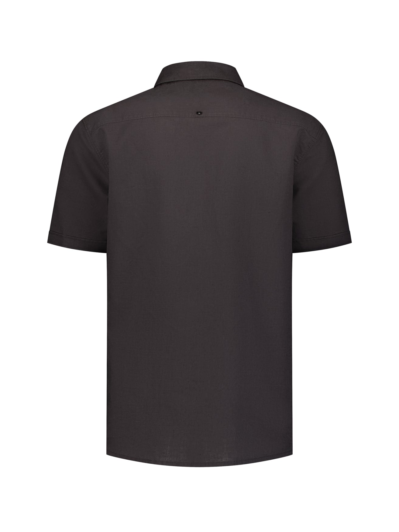 Short-sleeved linen blend shirt | Dark Steel