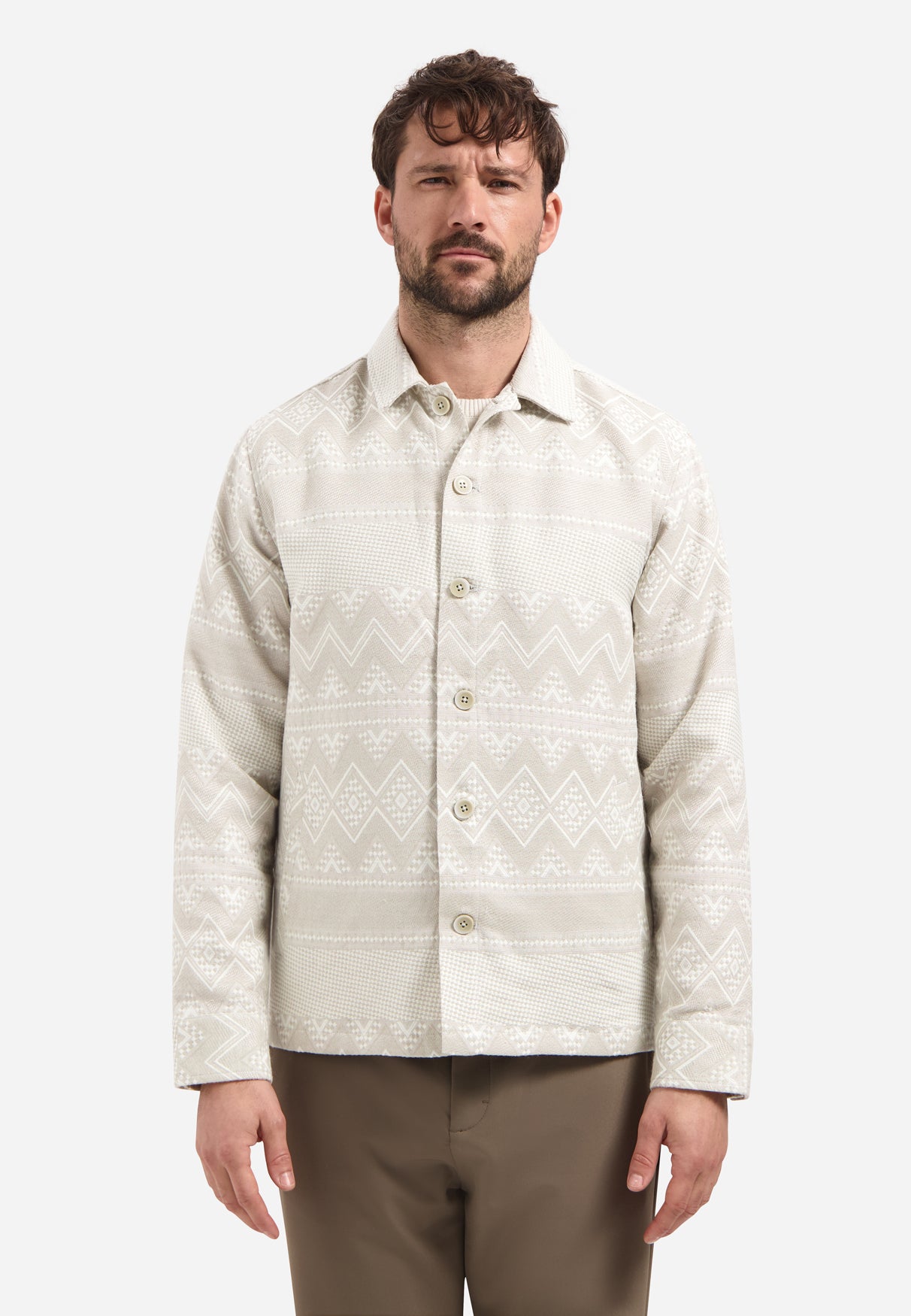 Jacquard-Overshirt. | Taupe