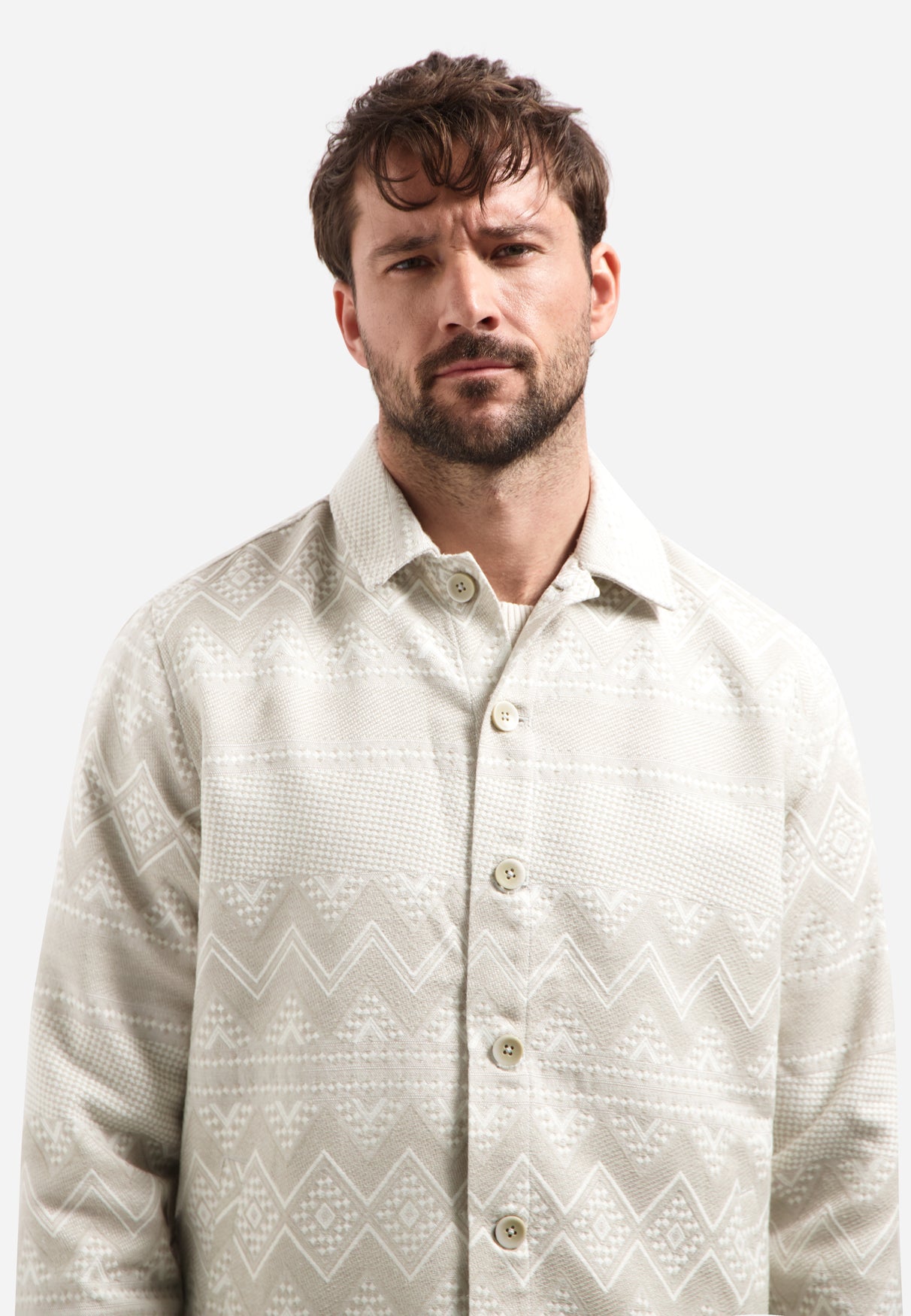 Jacquard overshirt | Taupe