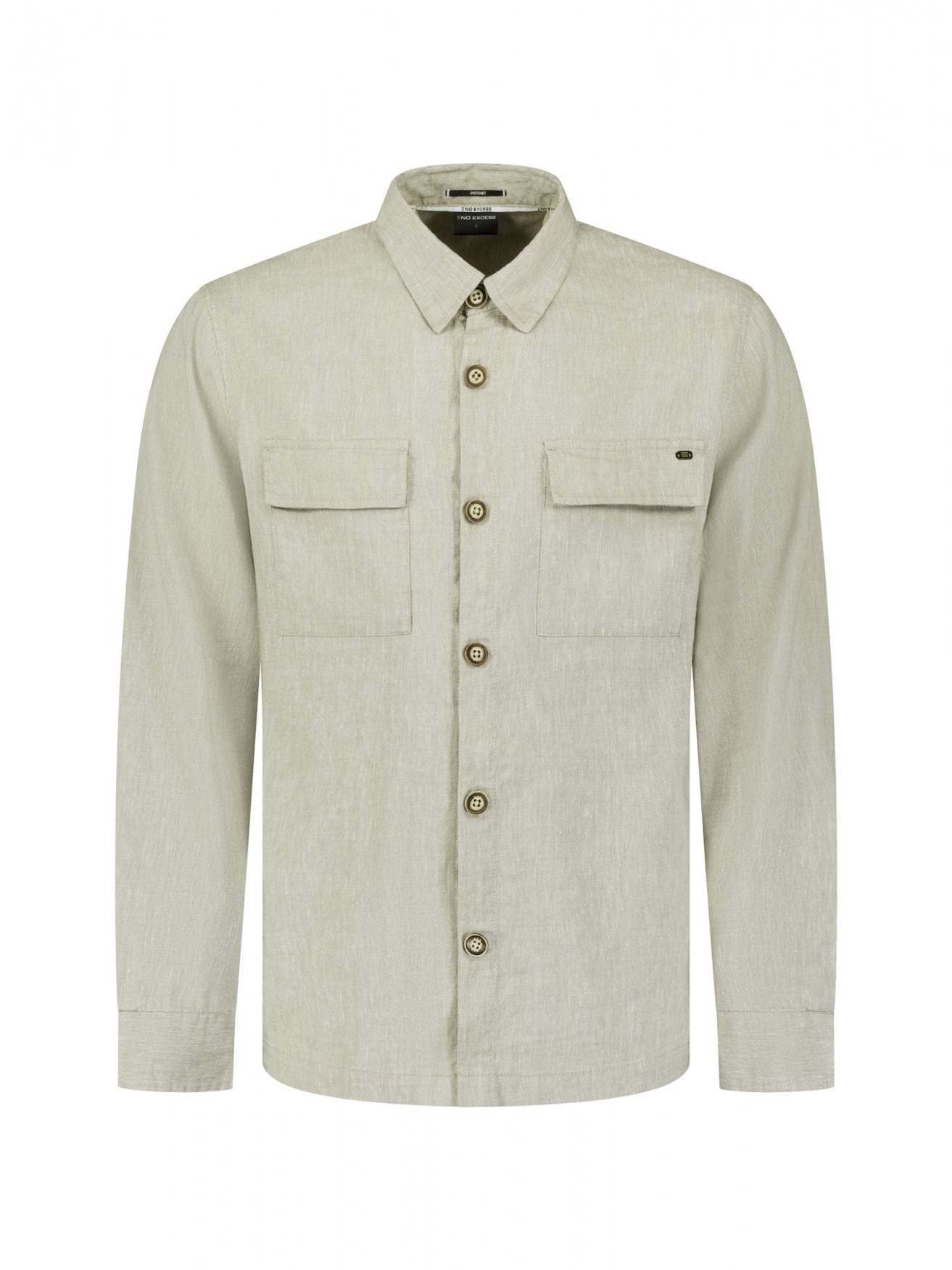 Zweifarbiges Leinen-Overshirt. | Taupe