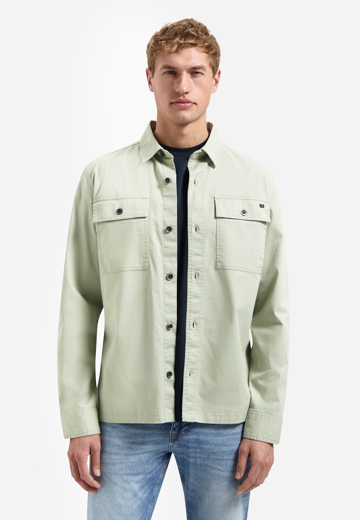 Twill-Stretch-Overshirt. | Light Moss