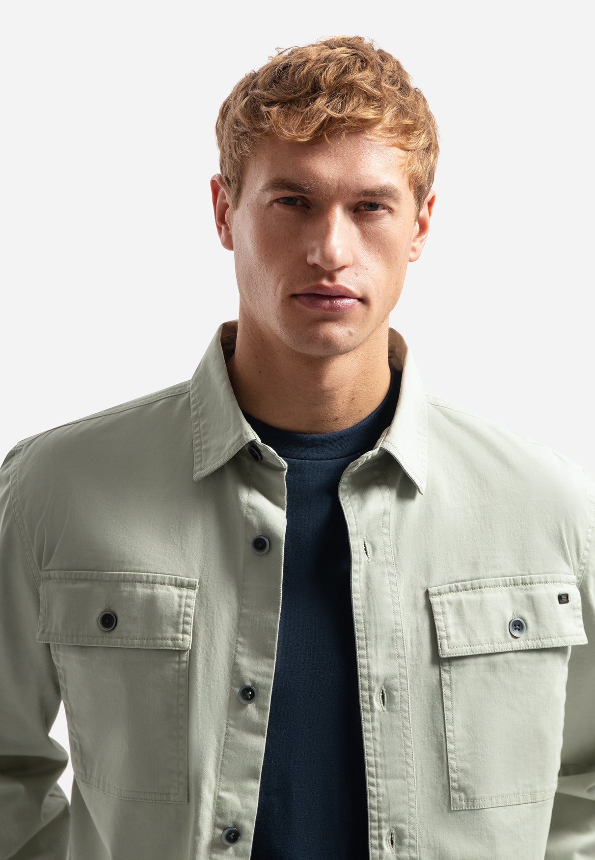 Twill-Stretch-Overshirt. | Light Moss