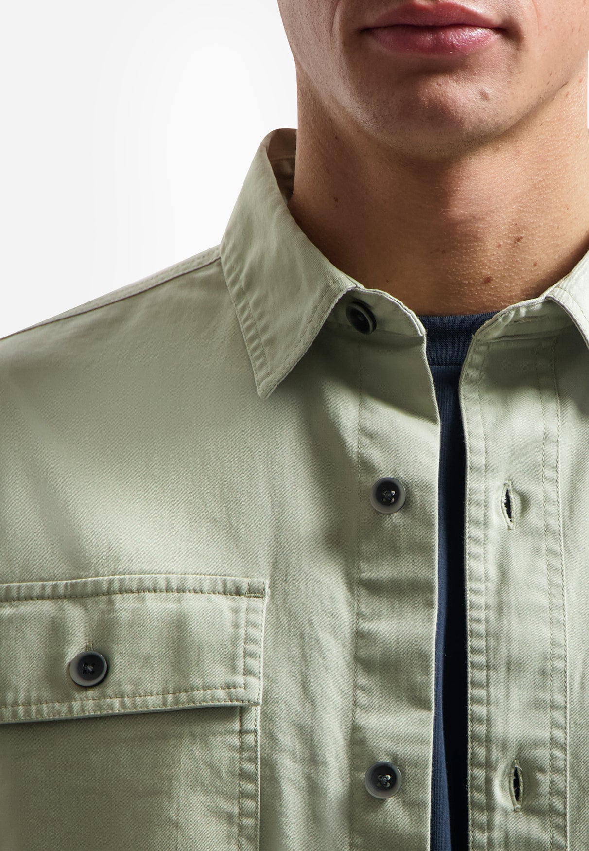 Twill-Stretch-Overshirt. | Light Moss