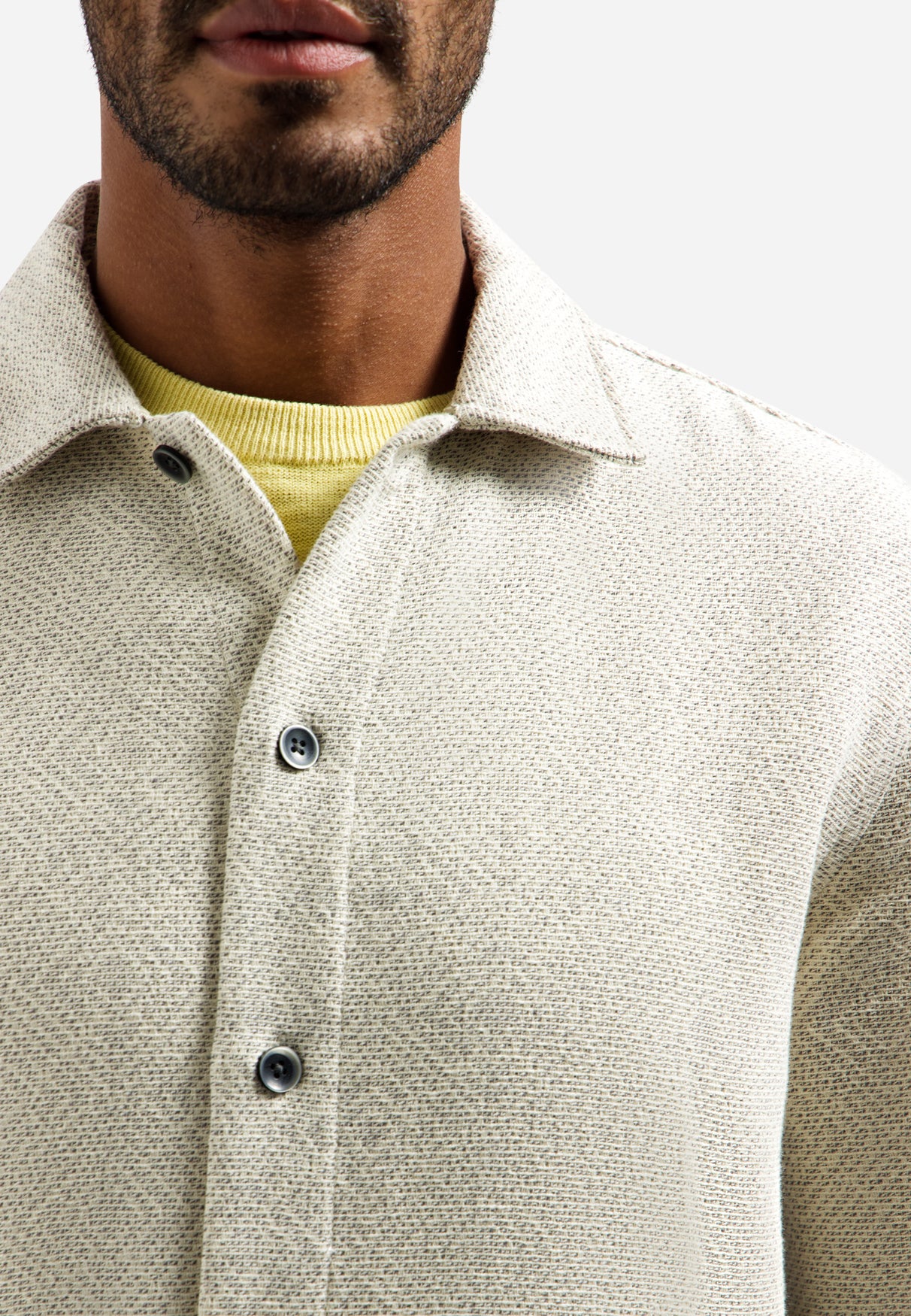 Jacquard button-up overshirt | Desert