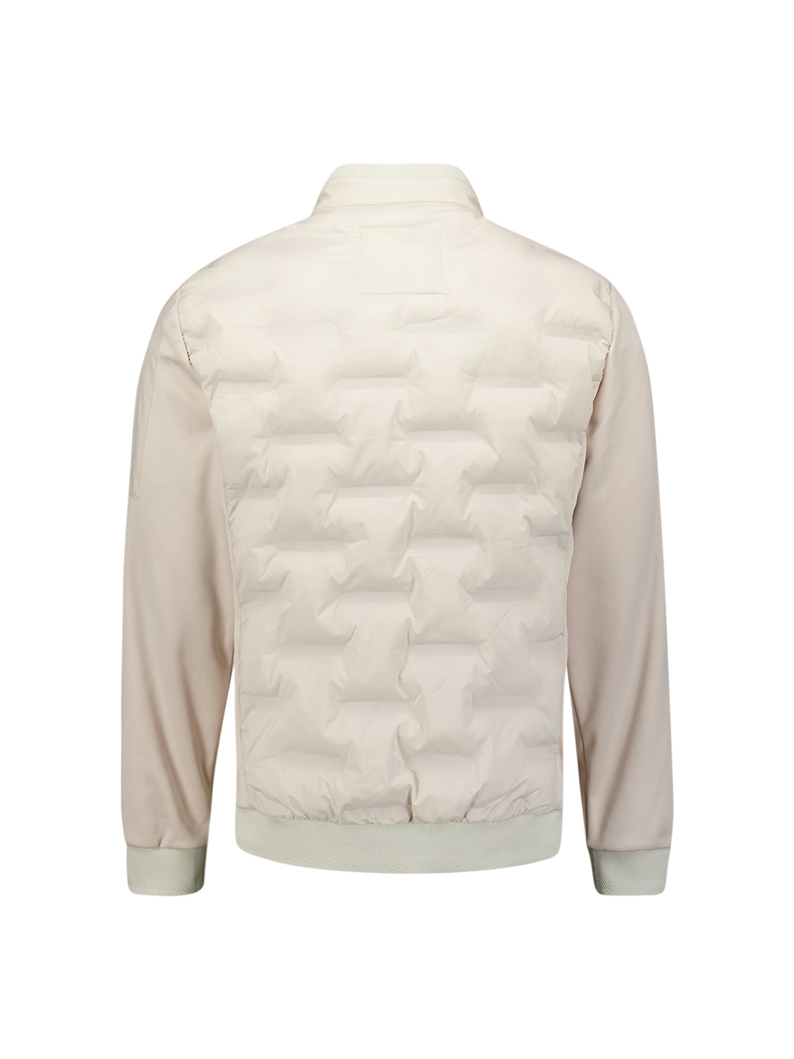 Short padded jacket with knit details | Stone