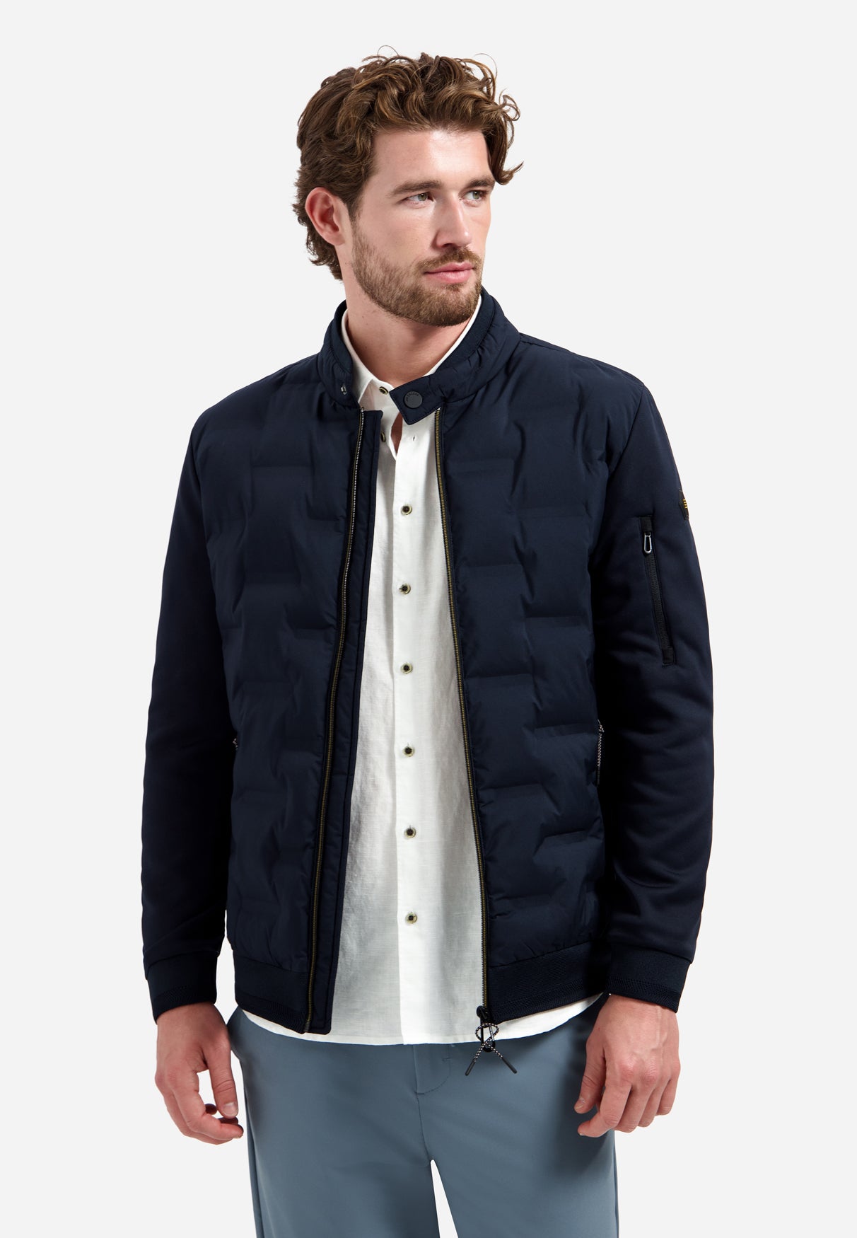 Short padded jacket with knit details | Night