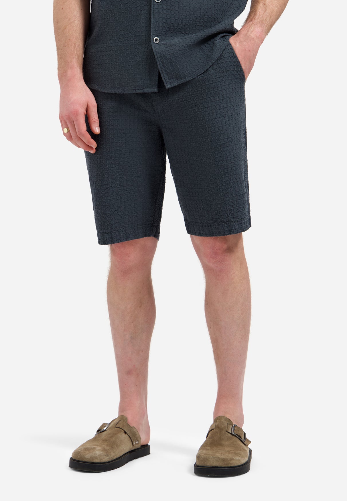 Jacquard chino shorts | Dark Steel