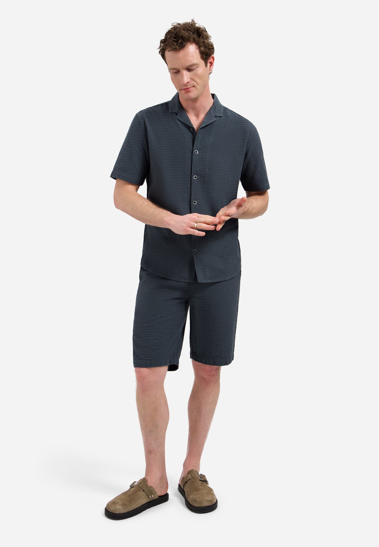 Jacquard chino shorts | Dark Steel